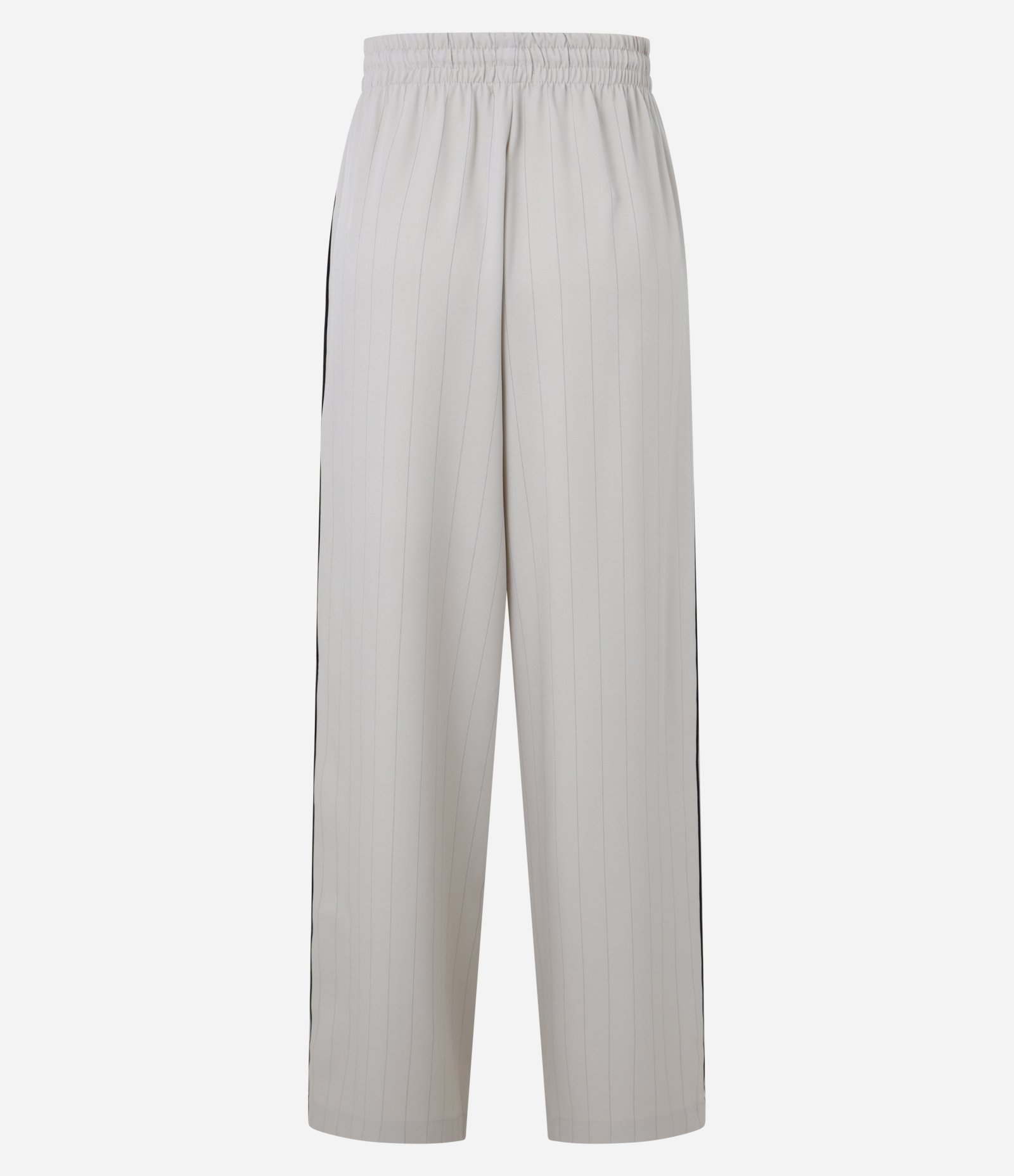 Calça Reto Alfaiatada com Riscas de Giz e Contraste Lateral Bege 7