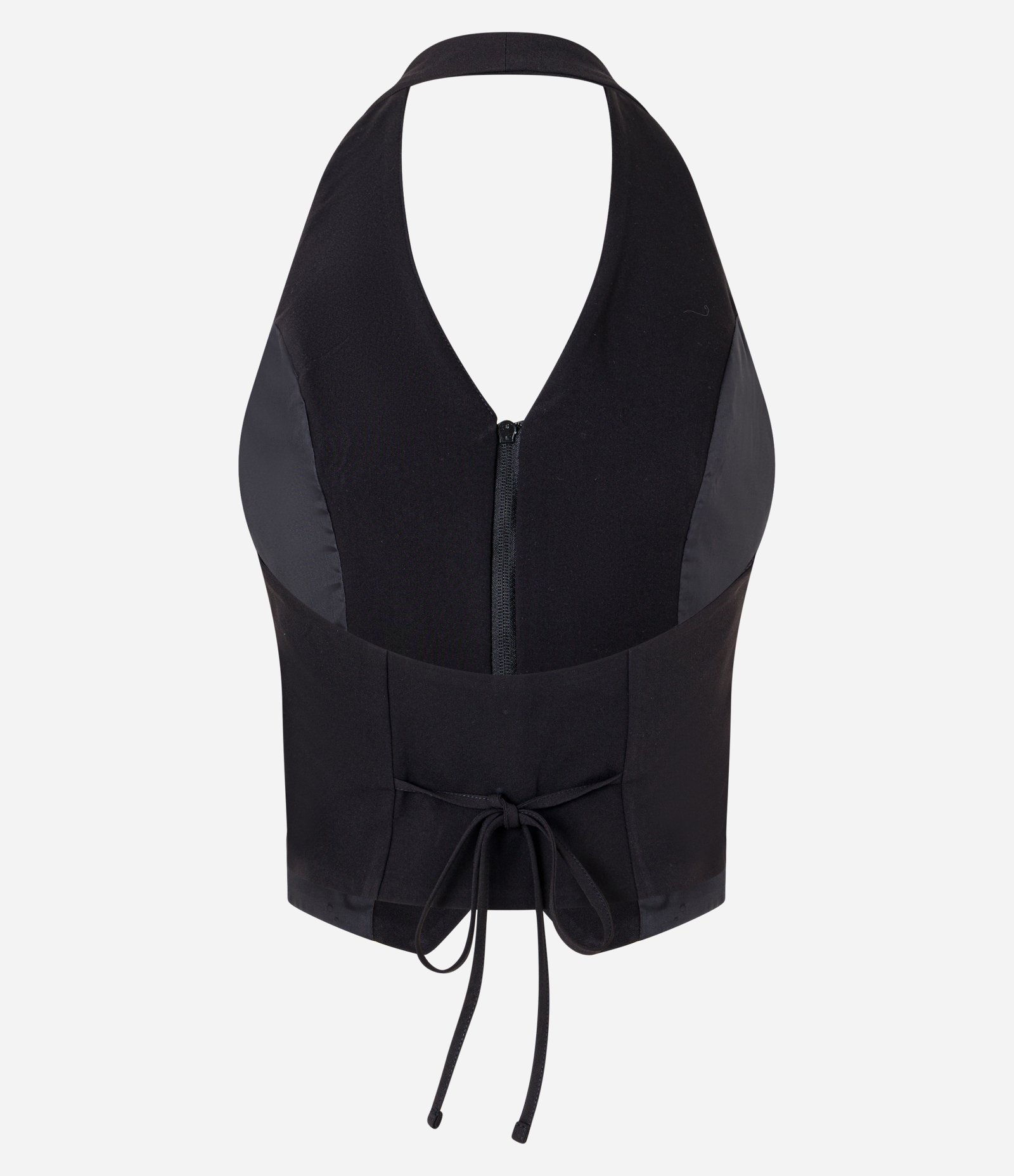 Colete Frente Única Alfaiatado com Amarração nas Costas Preto 8