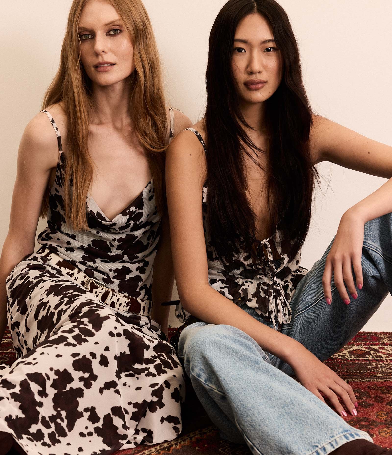 Vestido New Midi em Tule com Estampa Animal Print Branco/Preto 4