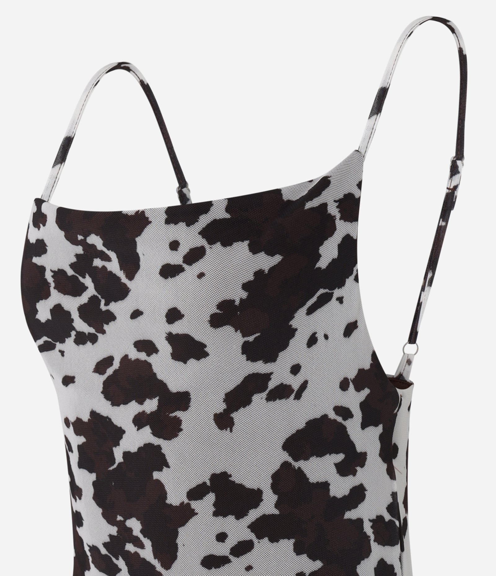 Vestido New Midi em Tule com Estampa Animal Print Branco/Preto 6