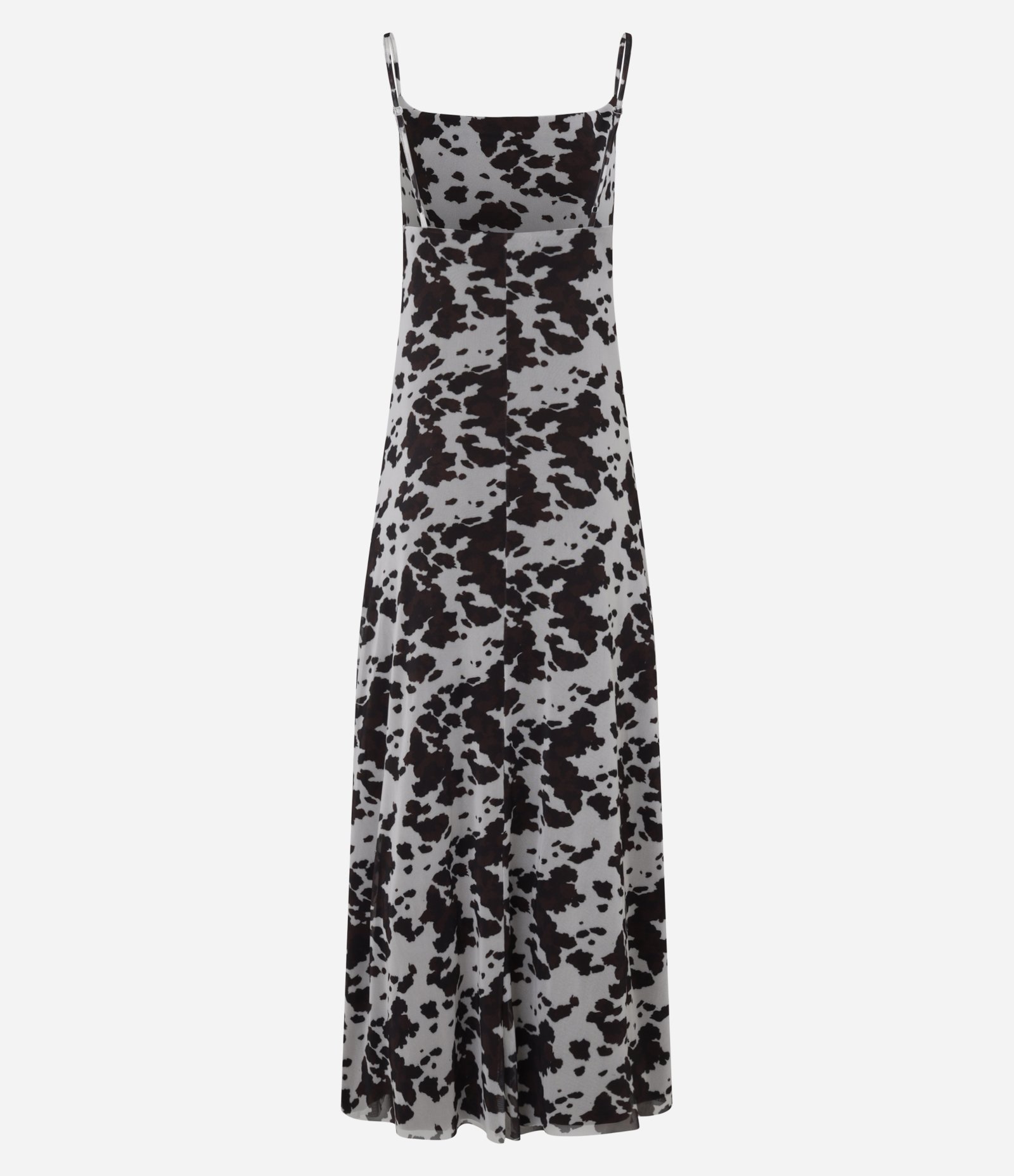 Vestido New Midi em Tule com Estampa Animal Print Branco/Preto 7