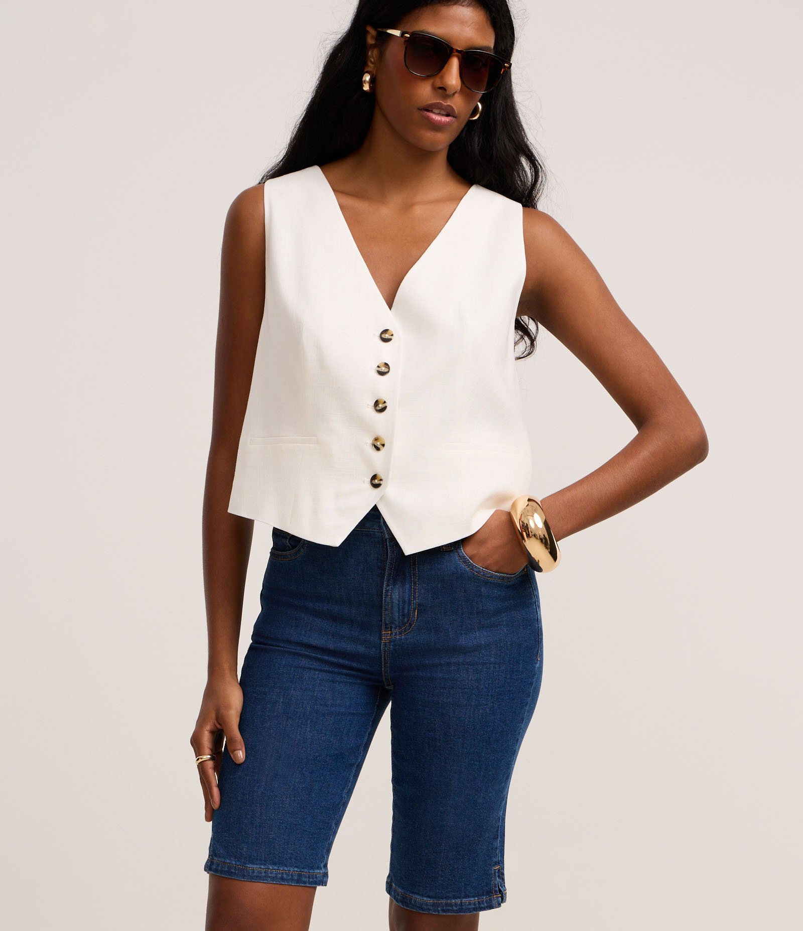 Bermuda New Ciclista em Jeans Azul Médio 2