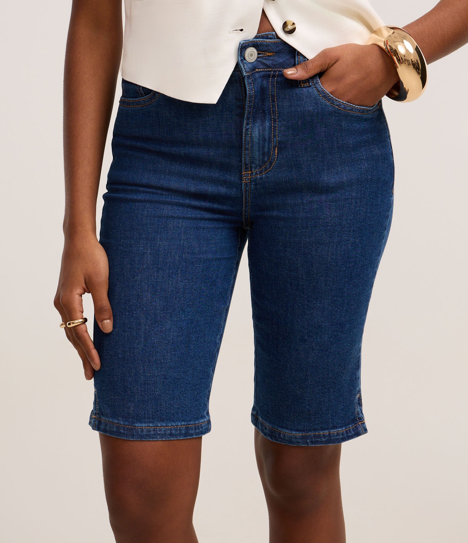 Bermuda New Ciclista em Jeans Azul Médio 3