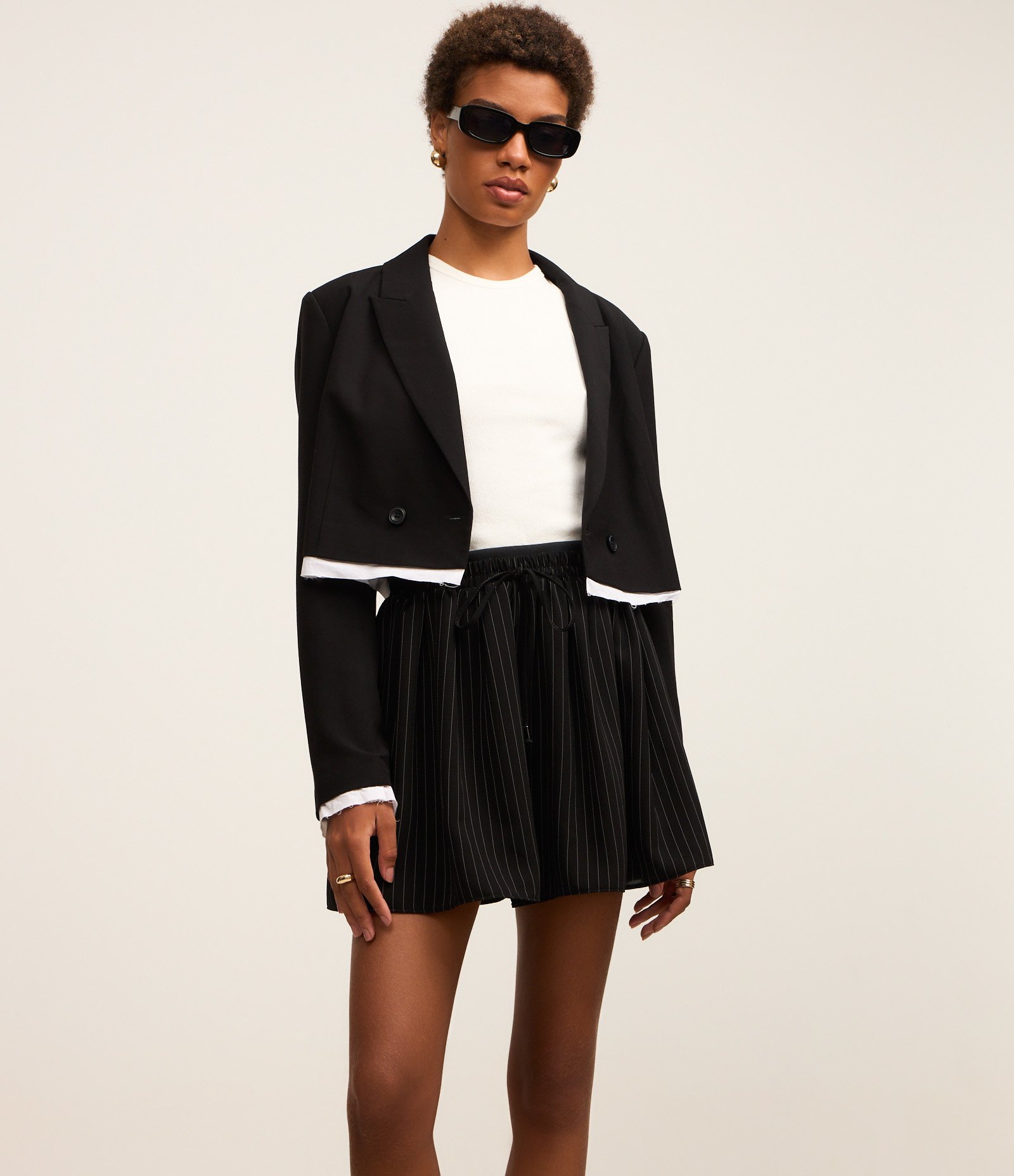 Saia Godê em Alfaiataria com Cós Sobreposto Cinza Chumbo 3