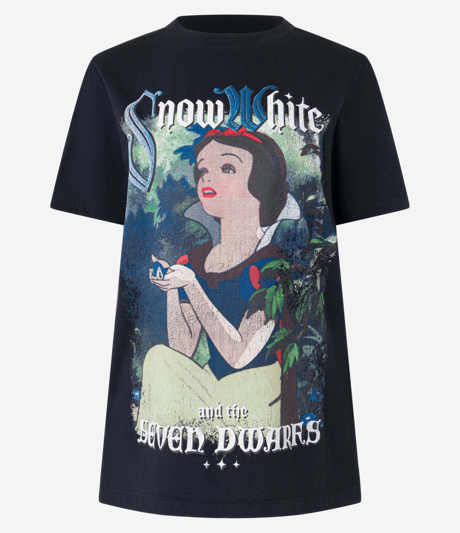 Camiseta T-shirt em Algodão com Estampa Branca de Neve Preto 4