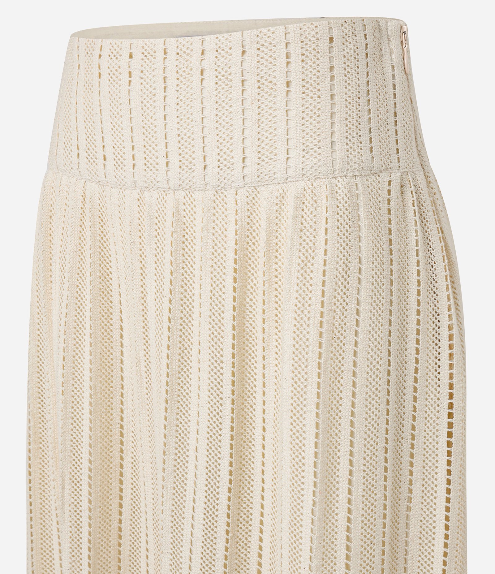 Saia Long Midi em Renda de Algodão com Pala Larga Bege 7