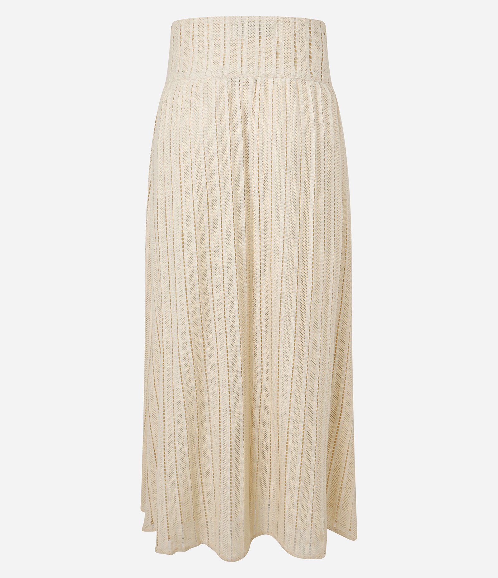 Saia Long Midi em Renda de Algodão com Pala Larga Bege 8