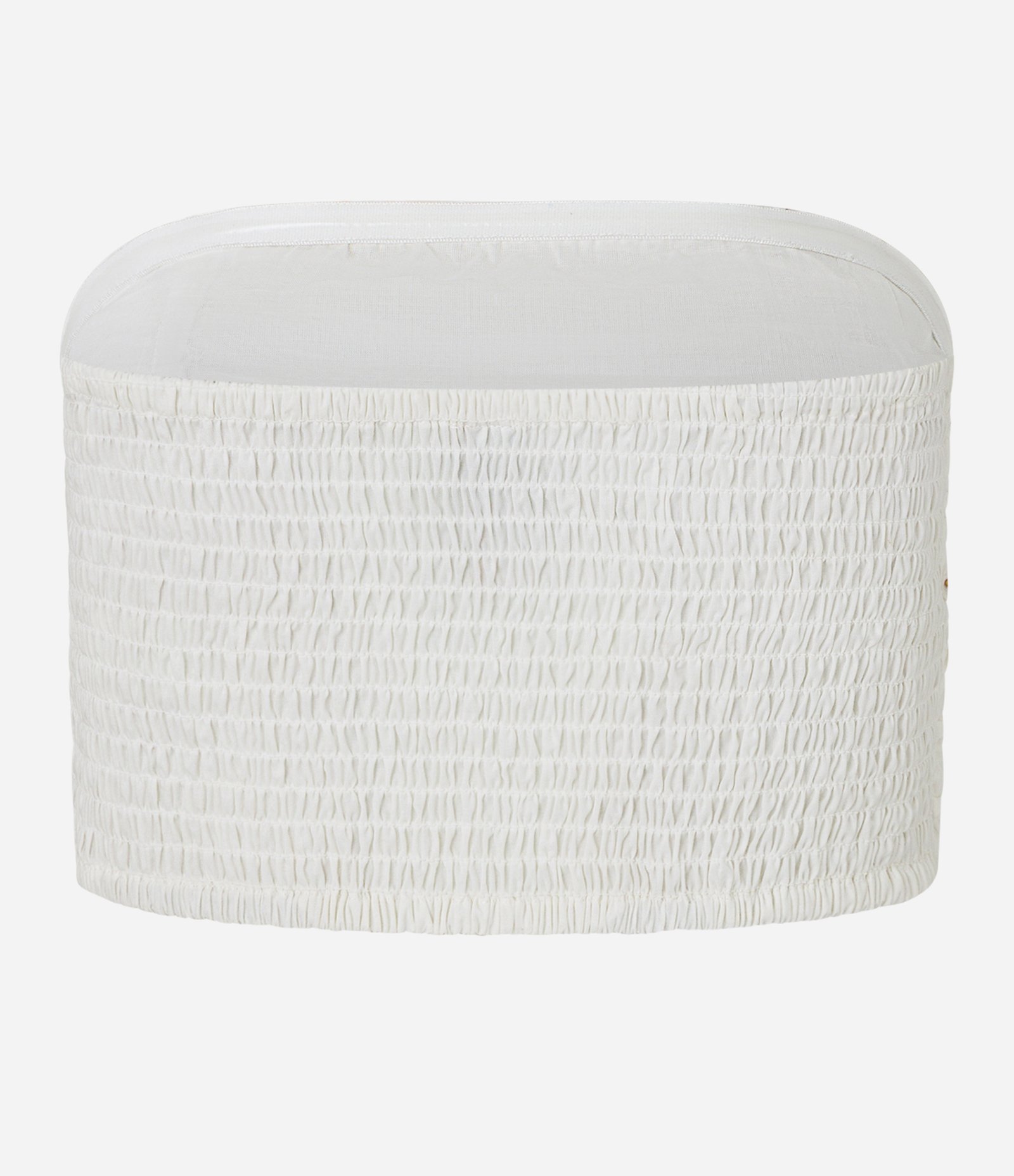 Blusa Cropped Sem Alças com Aplicação de Miçangas Off White 9