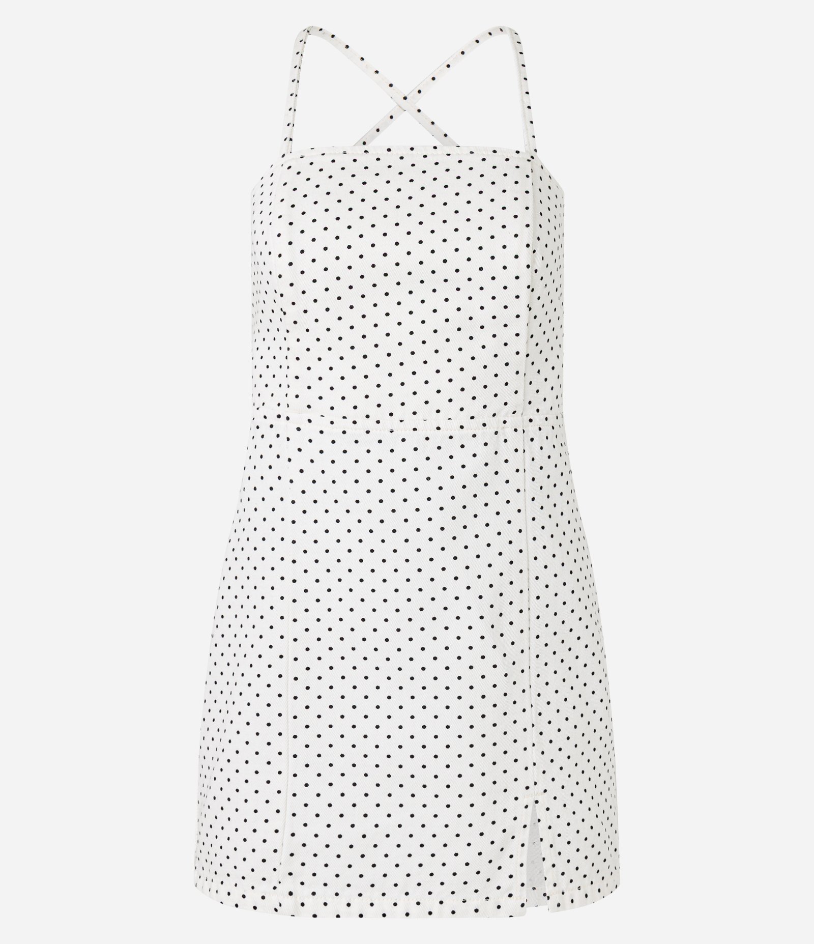 Vestido Curto em Sarja Poá com Amarração nas Costas Branco 4