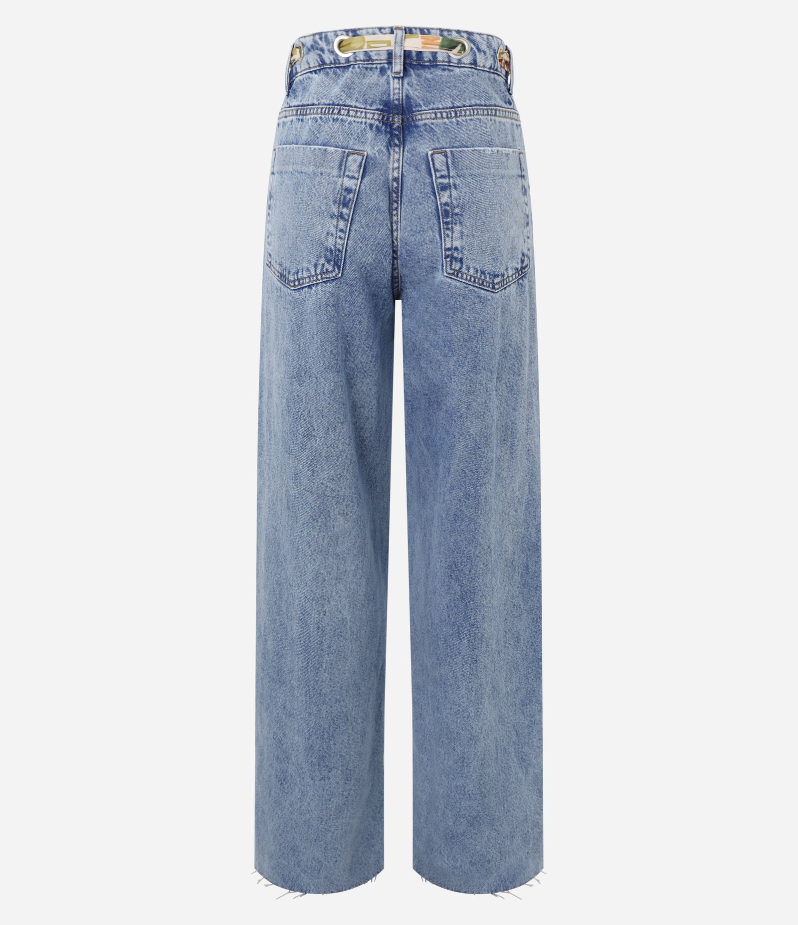 Calça Wide Leg em Jeans com Cinto Lenço e Ilhós Azul 6