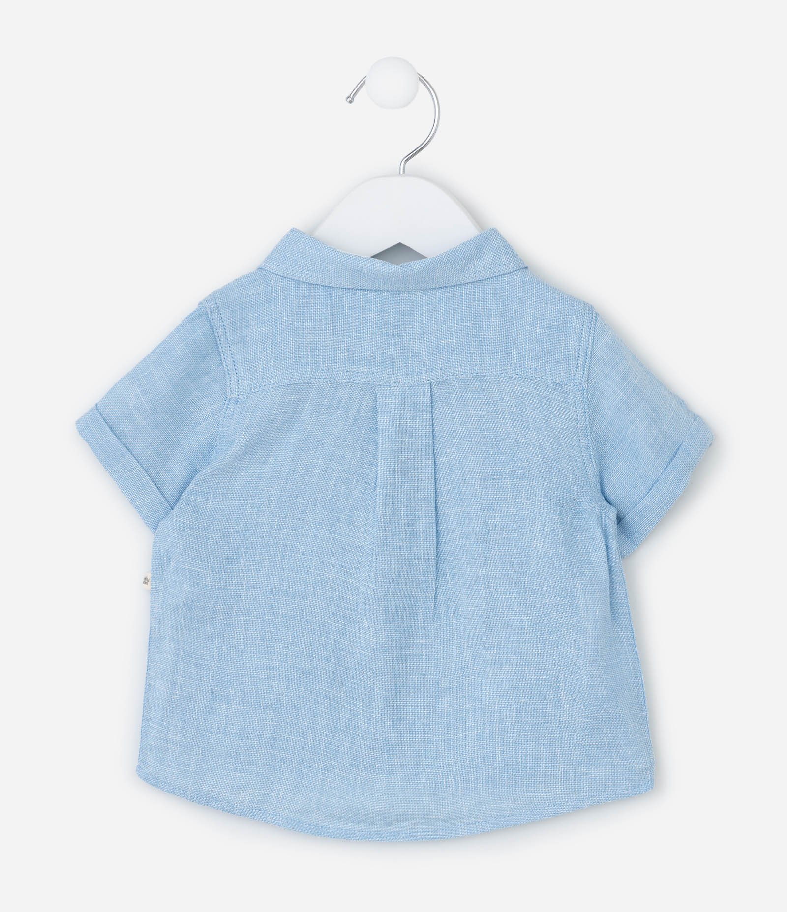 Camisa Infantil em Cambraia com Bolso - Tam 0 a 18 Meses Azul 3