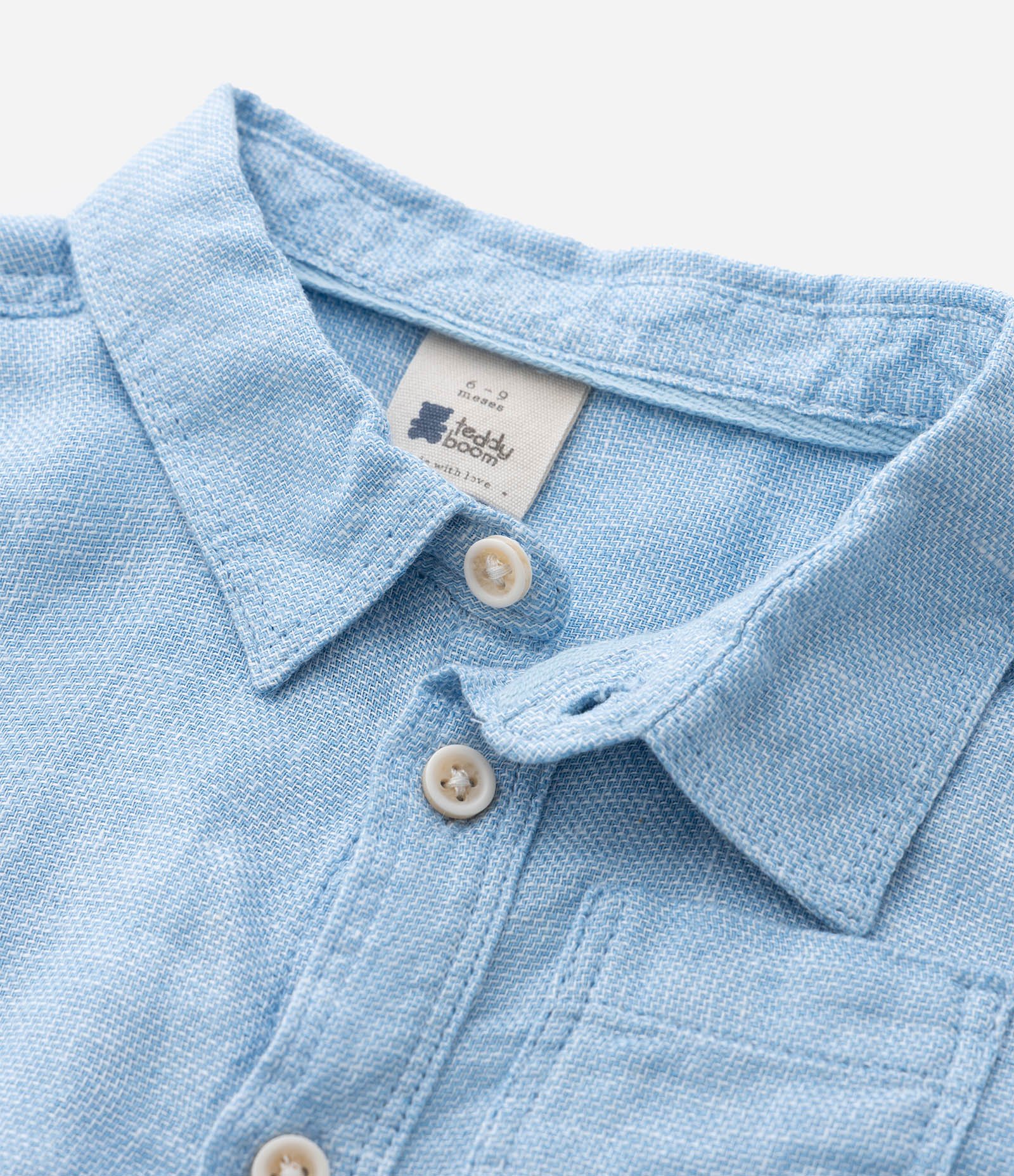 Camisa Infantil em Cambraia com Bolso - Tam 0 a 18 Meses Azul 5