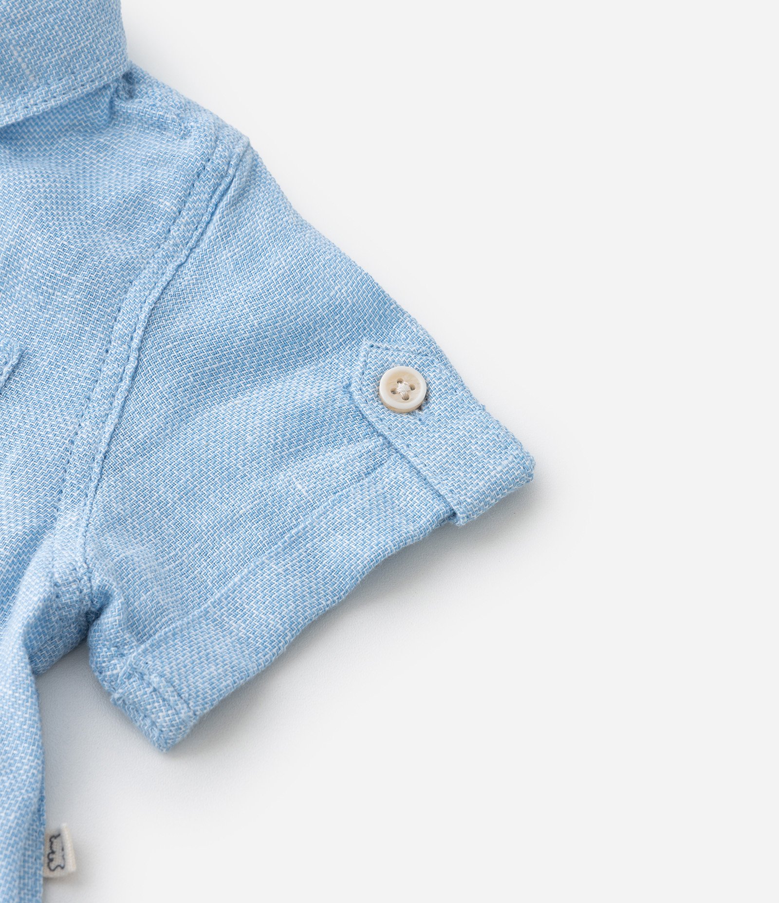 Camisa Infantil em Cambraia com Bolso - Tam 0 a 18 Meses Azul 7