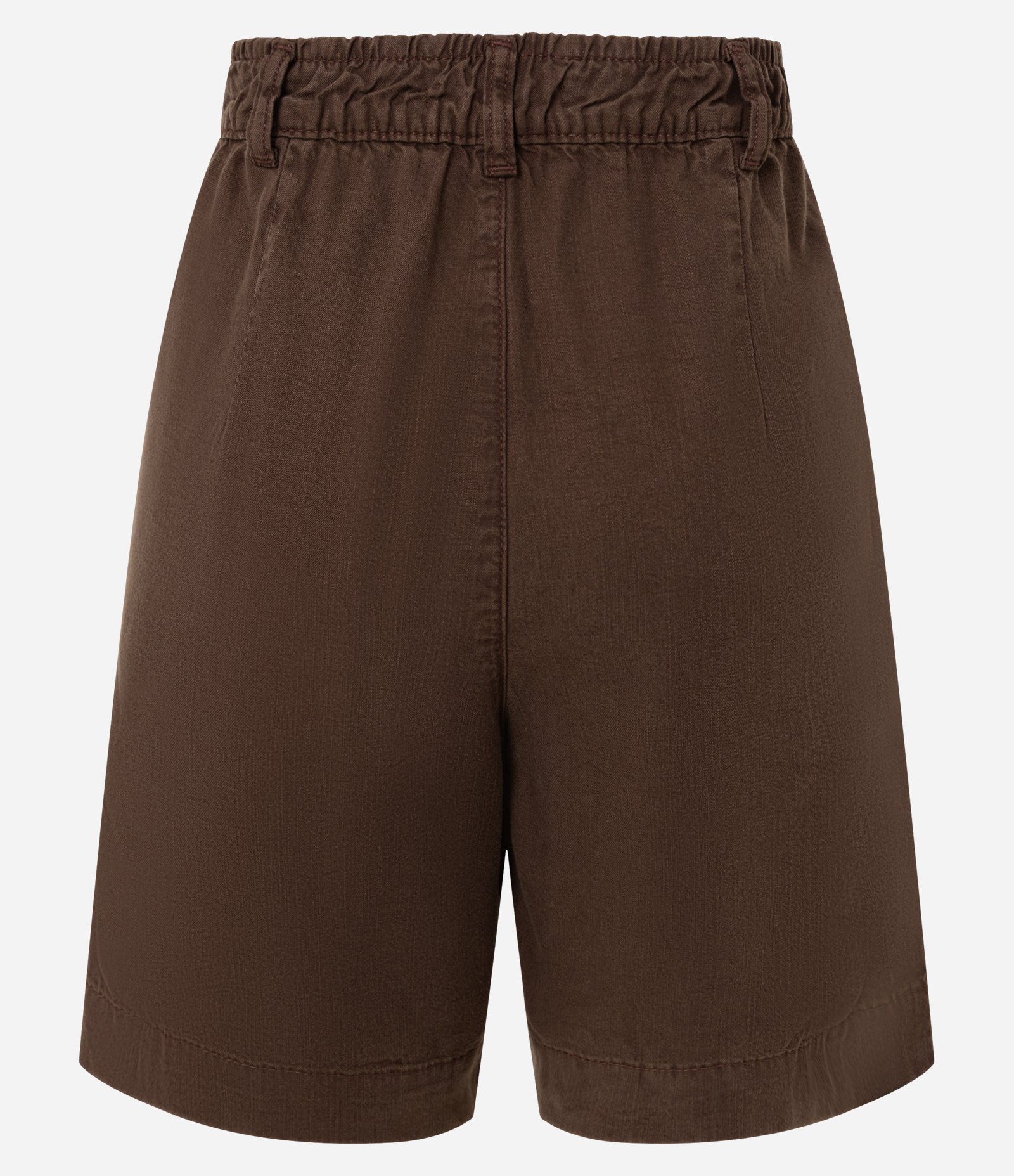 Bermuda em Sarja com Cós Elástico e Pregas Marrom 6