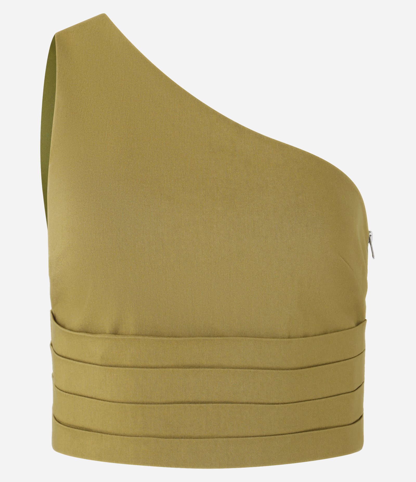 Blusa Cropped em Bengaline com Um Ombro Só e Recortes Verde 5