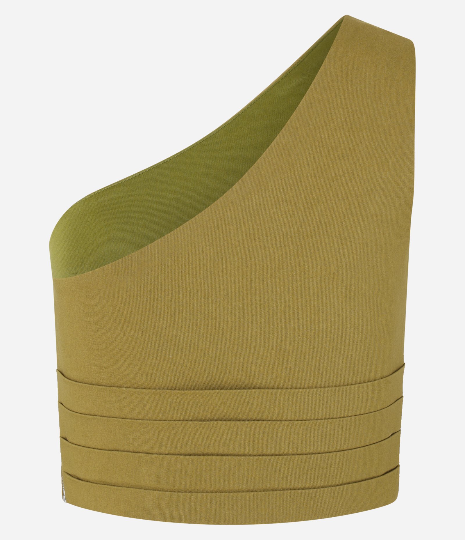 Blusa Cropped em Bengaline com Um Ombro Só e Recortes Verde 6