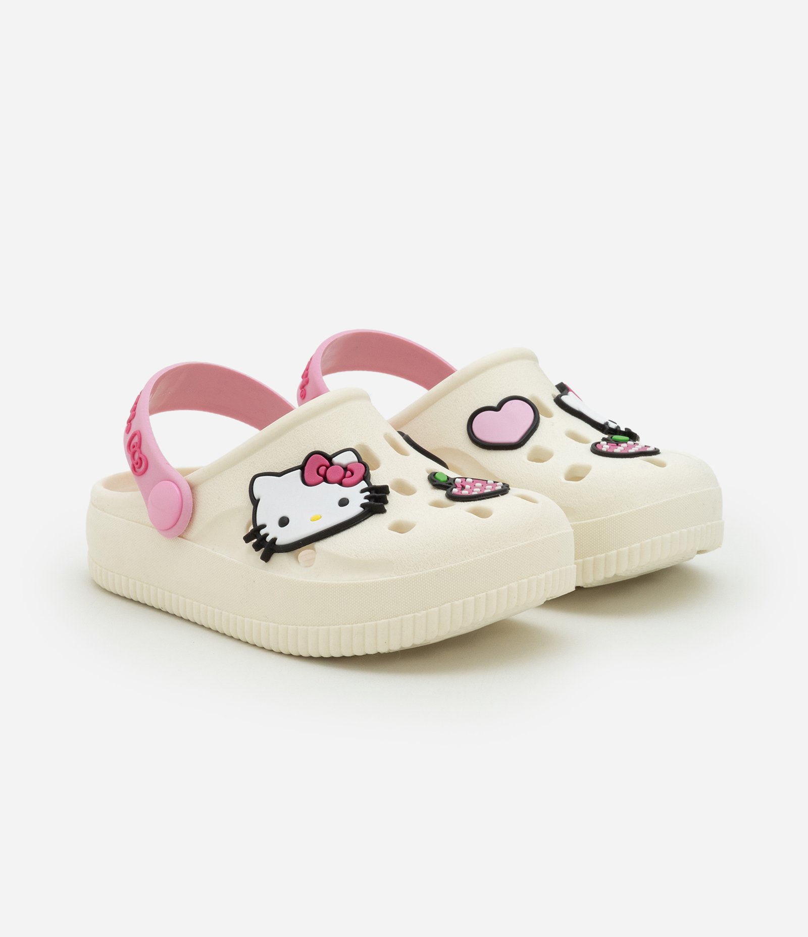 Sandália Babuche Infantil com Patch Hello Kitty - Tam 20 a 35 Rosa/Bege 2