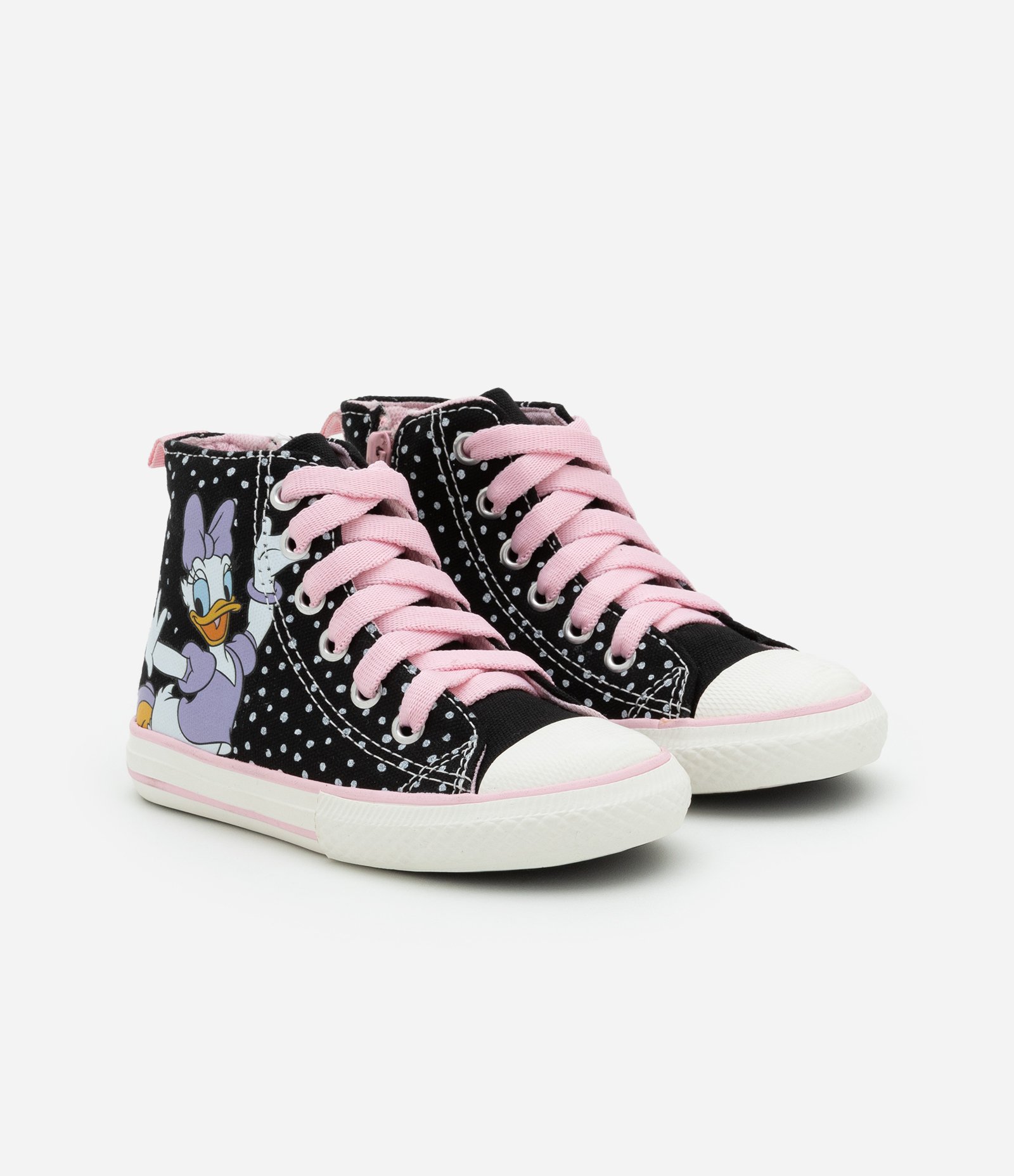 Tênis Infantil Abotinado com Estampa Minnie e Margarida - Tam 20 a 27 Preto 1