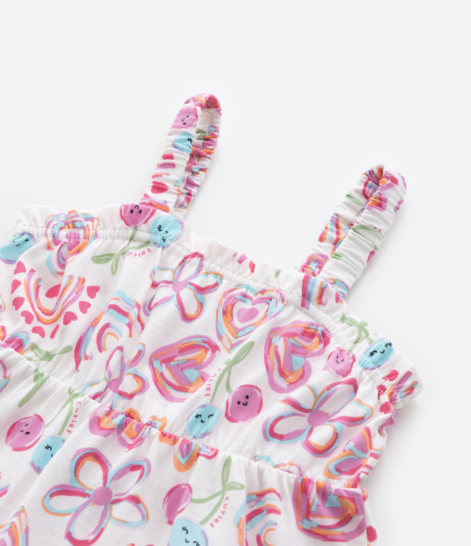 Vestido Infantil com Babados e Estampa Floral - Tam 1 a 6 Anos Rosa/Branco 6