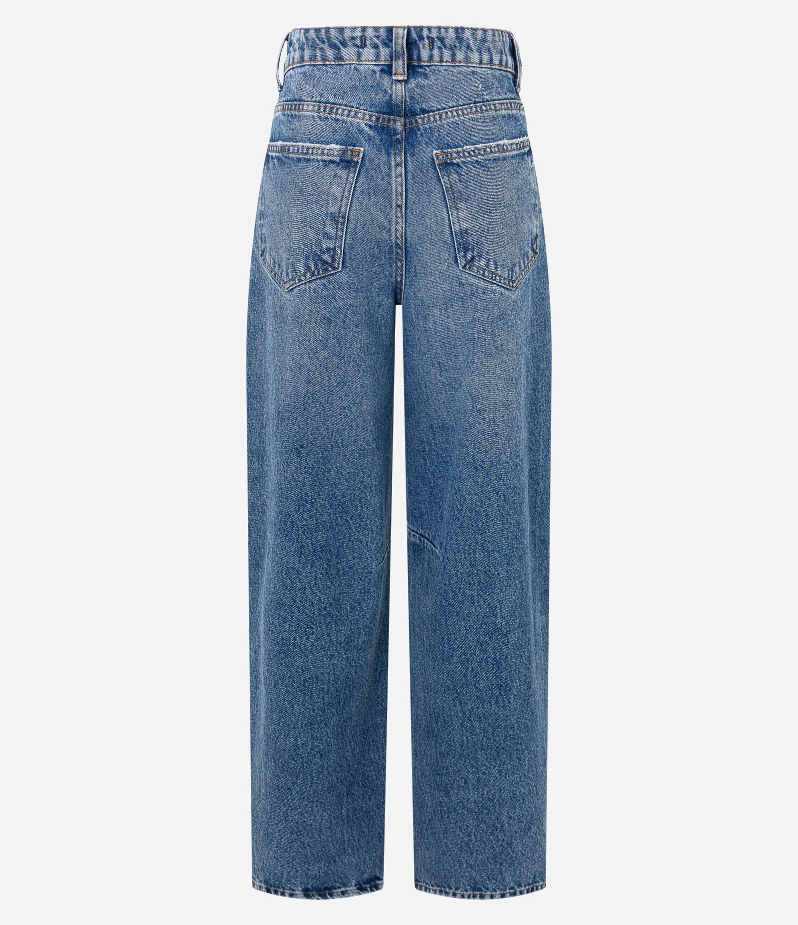 Calça Baggy em Jeans com Recortes na Barra Azul 6