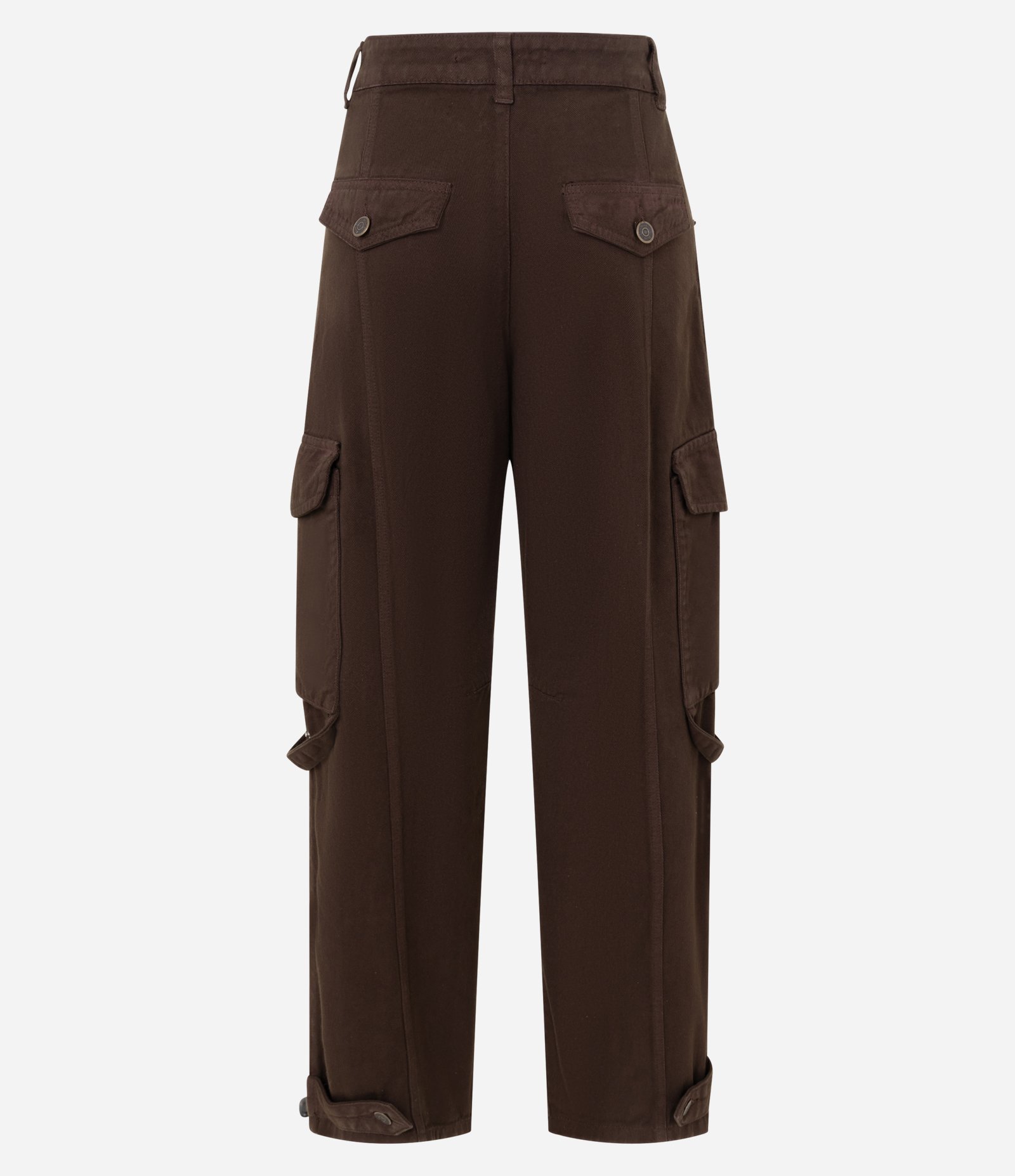 Calça Reta em Jeans com Bolso Cargo e Friso Frontal Marrom 2
