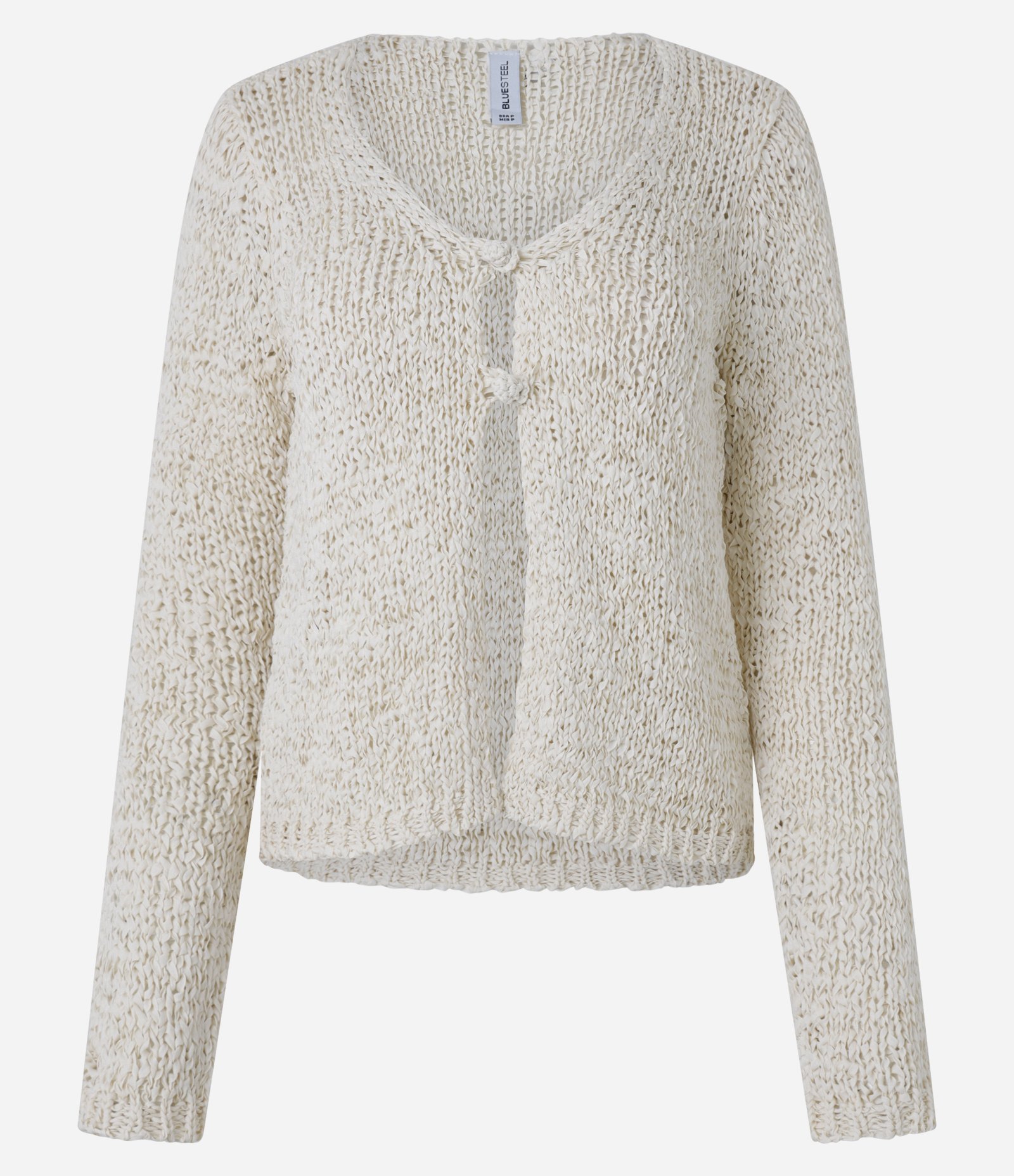 Cardigan em Tricô com Dois Botões Frontais Bege 4