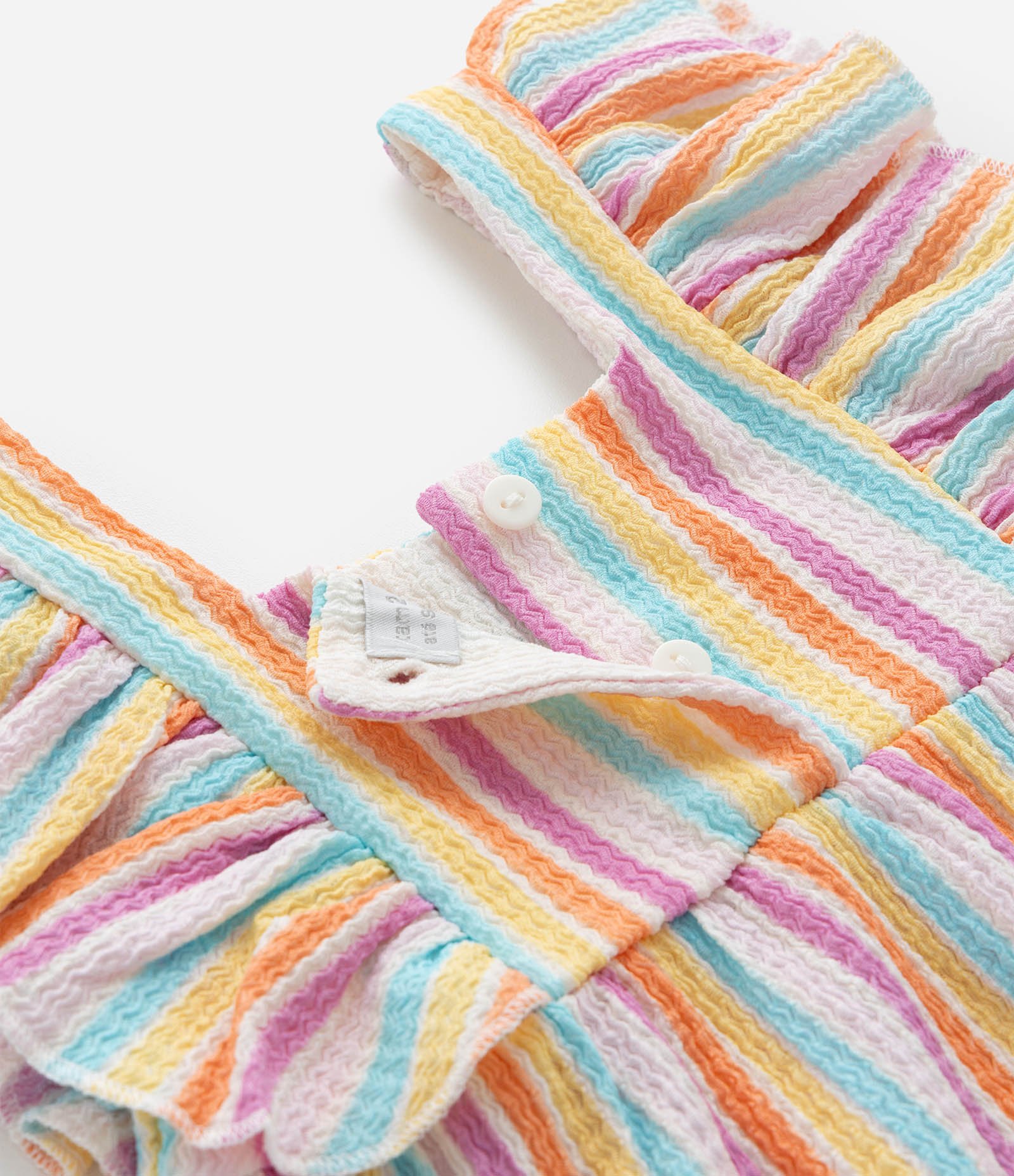 Vestido Infantil com Babados e Listras - Tam 1 a 6 Anos Multicores 4