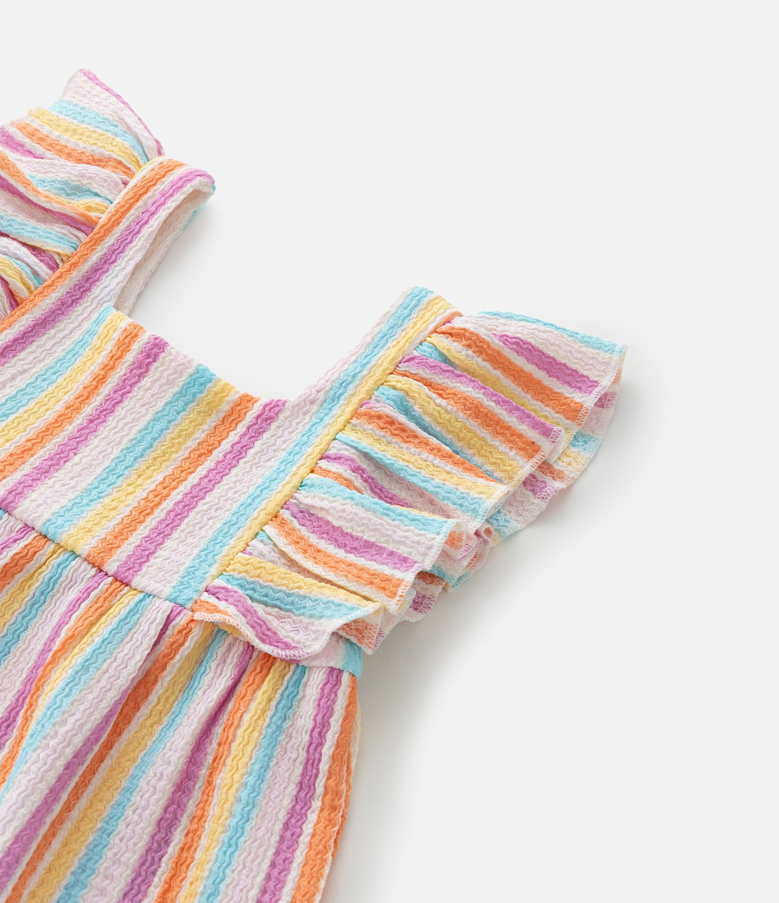 Vestido Infantil com Babados e Listras - Tam 1 a 6 Anos Multicores 5