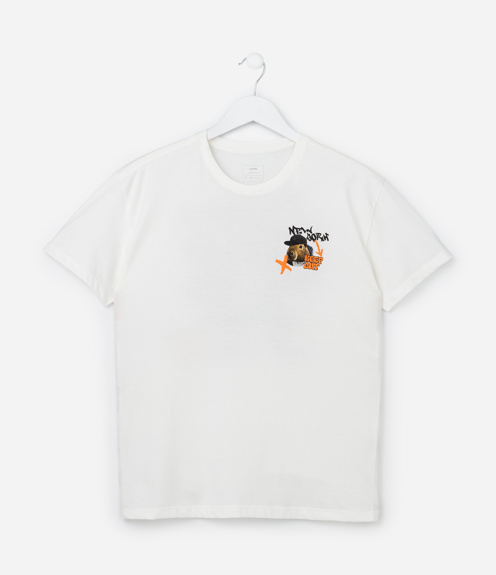 Camiseta Oversized Infantil com Estampa Capivara Skatista - Tam 5 a 14 Anos Branco 2