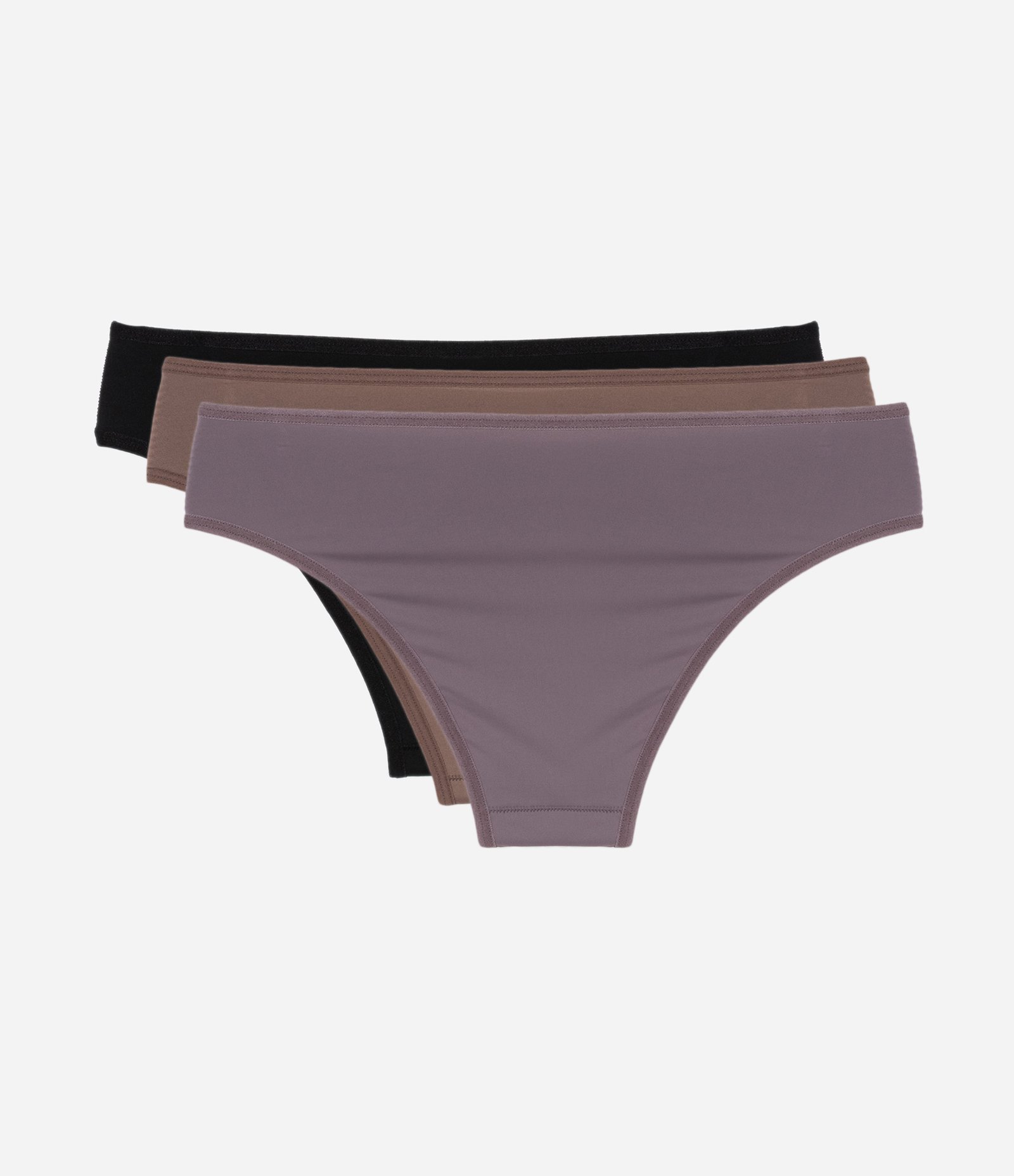 Kit 03 Calcinhas Biquíni em Microfibra Del Rio Preto/Capuccino/Lilás Neutro 2