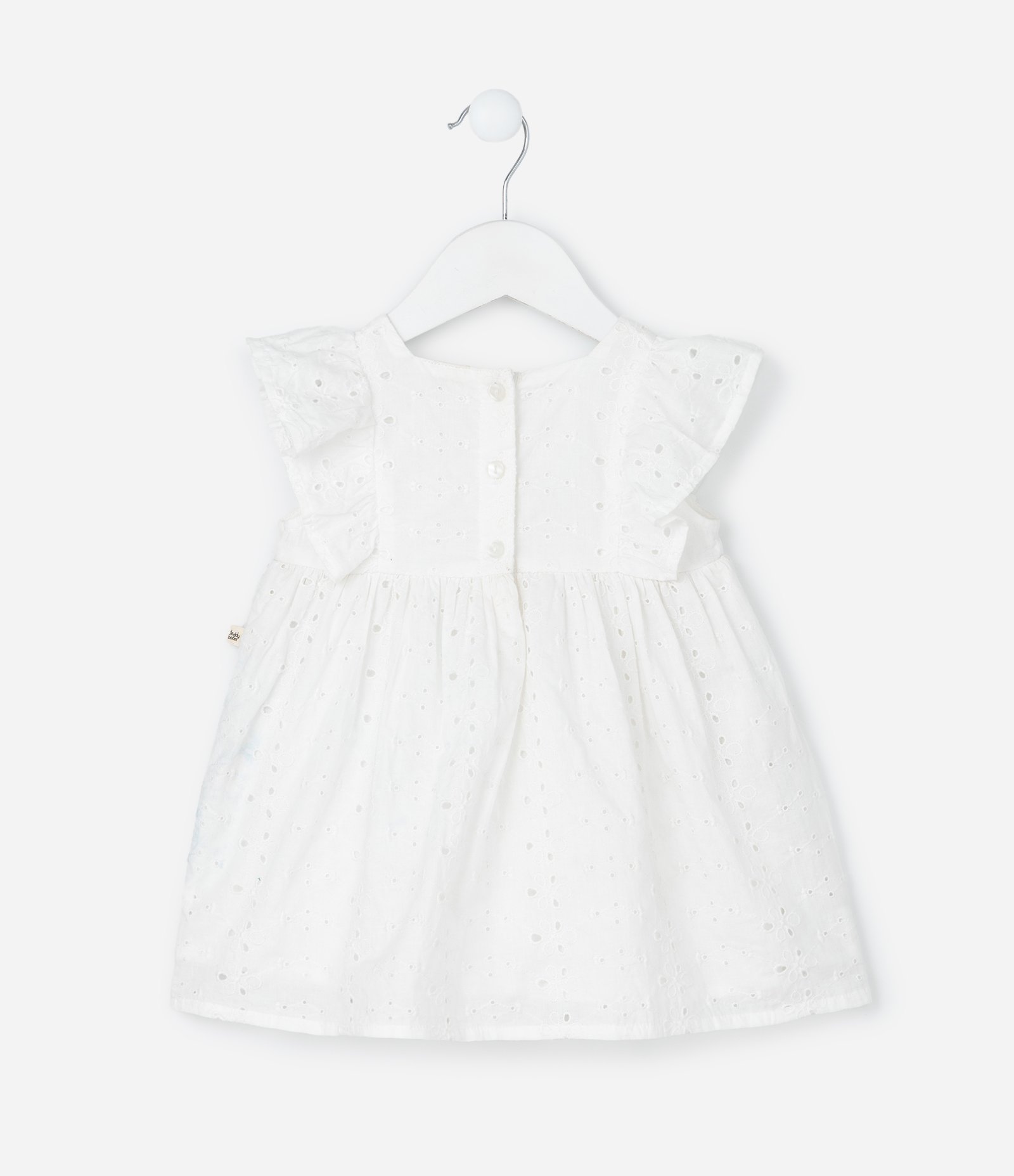 Vestido Infantil em Broderie com Babado e Calcinha - Tam 3 a 18 meses Branco 4