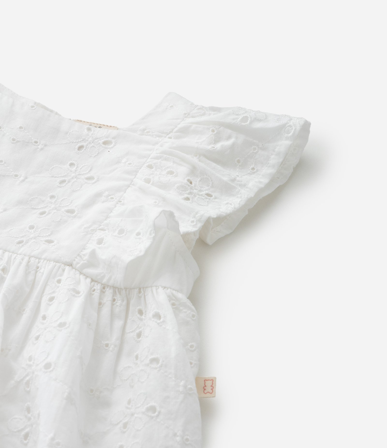 Vestido Infantil em Broderie com Babado e Calcinha - Tam 3 a 18 meses Branco 6
