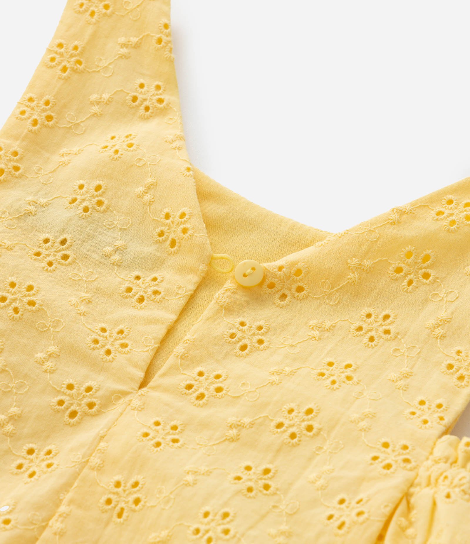 Vestido Balonê Infantil em Laise Texturizado - Tam 1 a 6 Anos Amarelo 6
