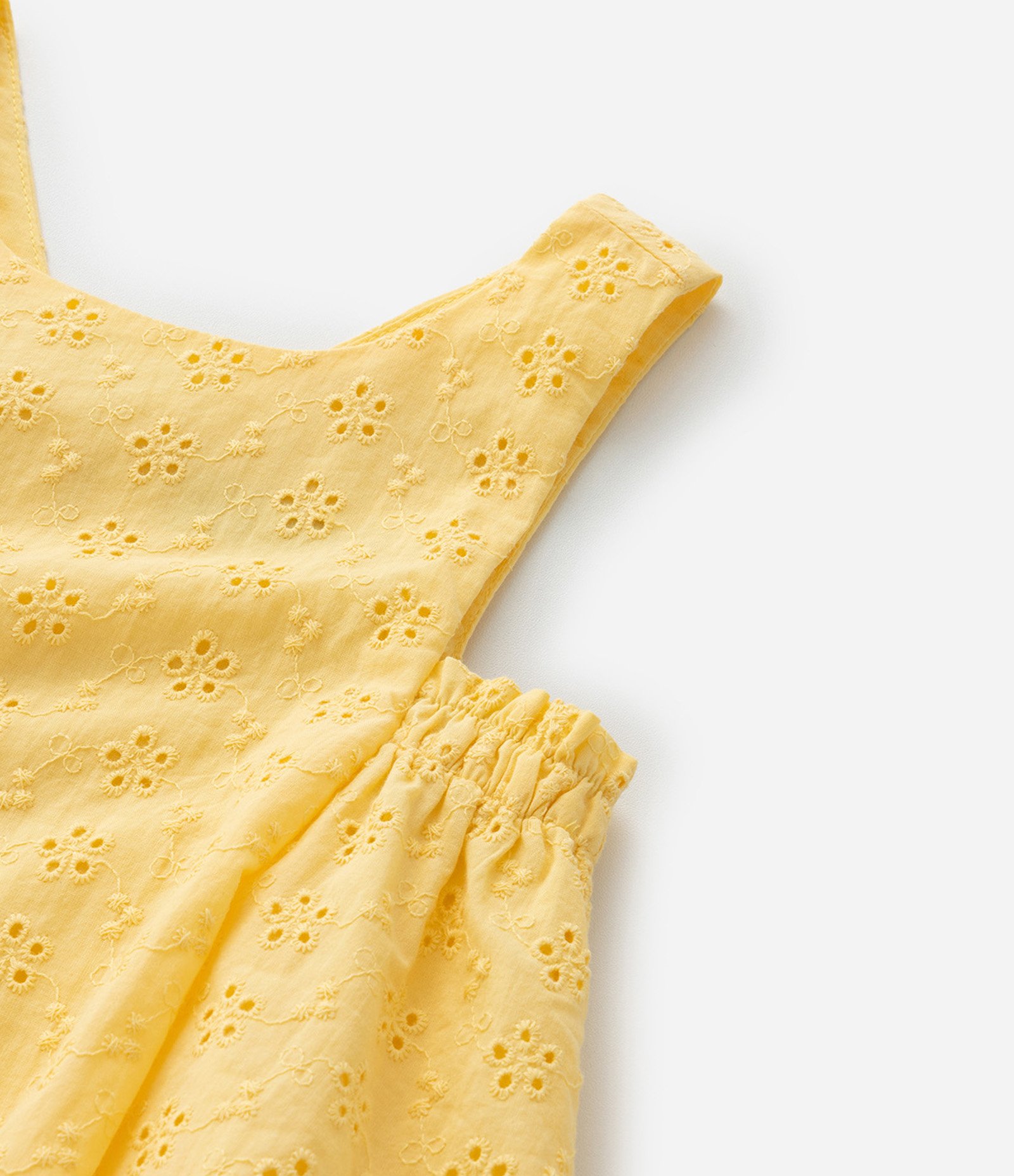 Vestido Balonê Infantil em Laise Texturizado - Tam 1 a 6 Anos Amarelo 7