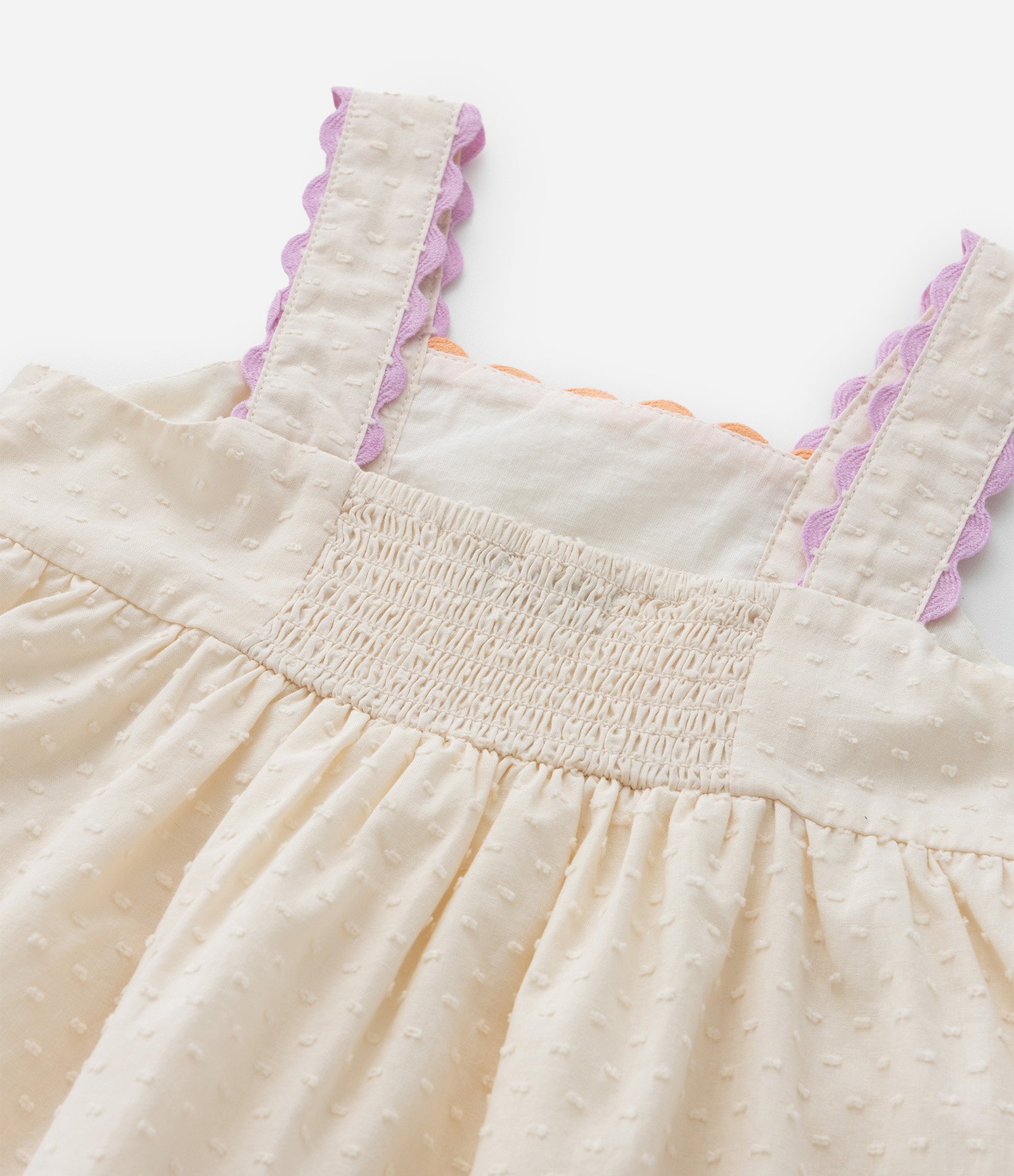 Vestido Infantil com Aviamentos Coloridos - Tam 1 a 6 Anos Bege 5