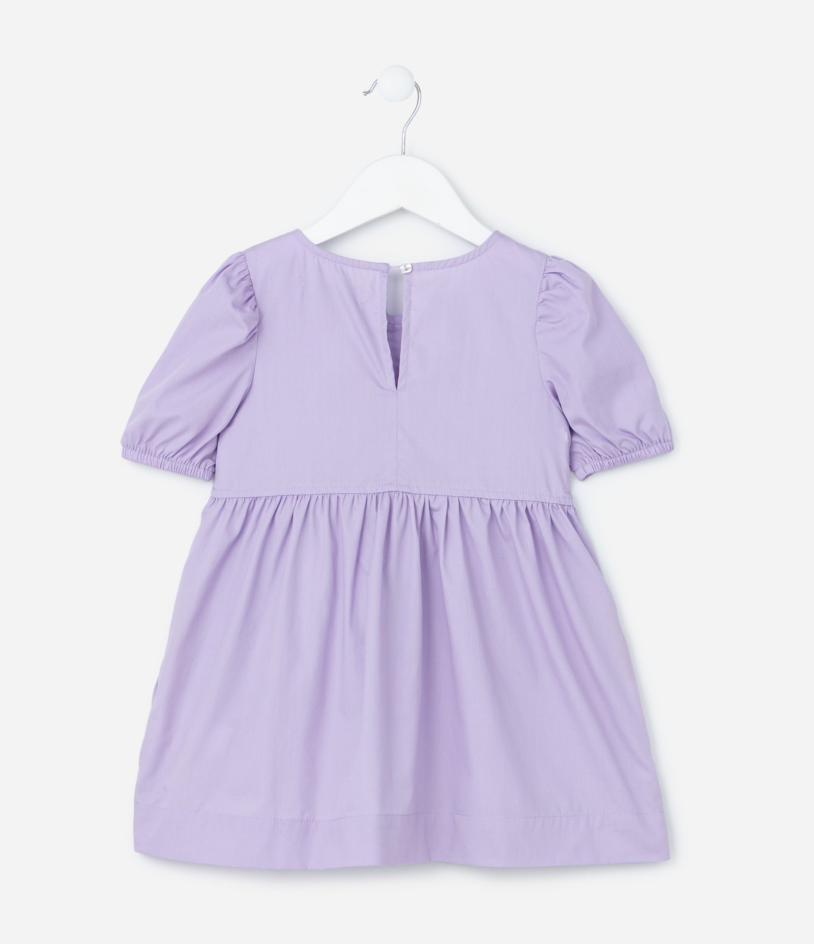 Vestido Infantil em Tricoline com Mangas Bufantes e Lacinhos - Tam 1 a 6 Anos Roxo 3