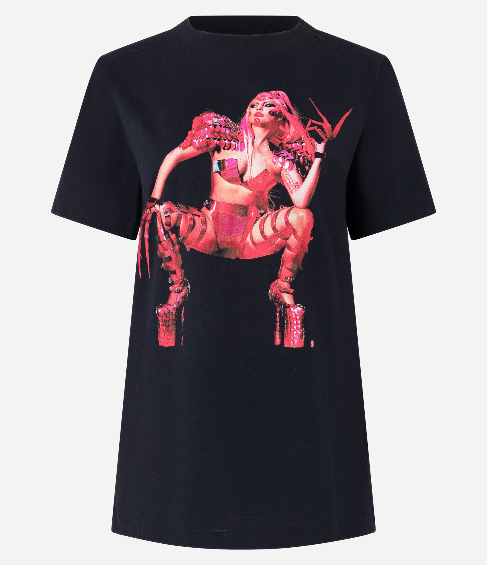 Camiseta T-shirt em Algodão com Estampa Lady Gaga Frente e Costas Preto 5