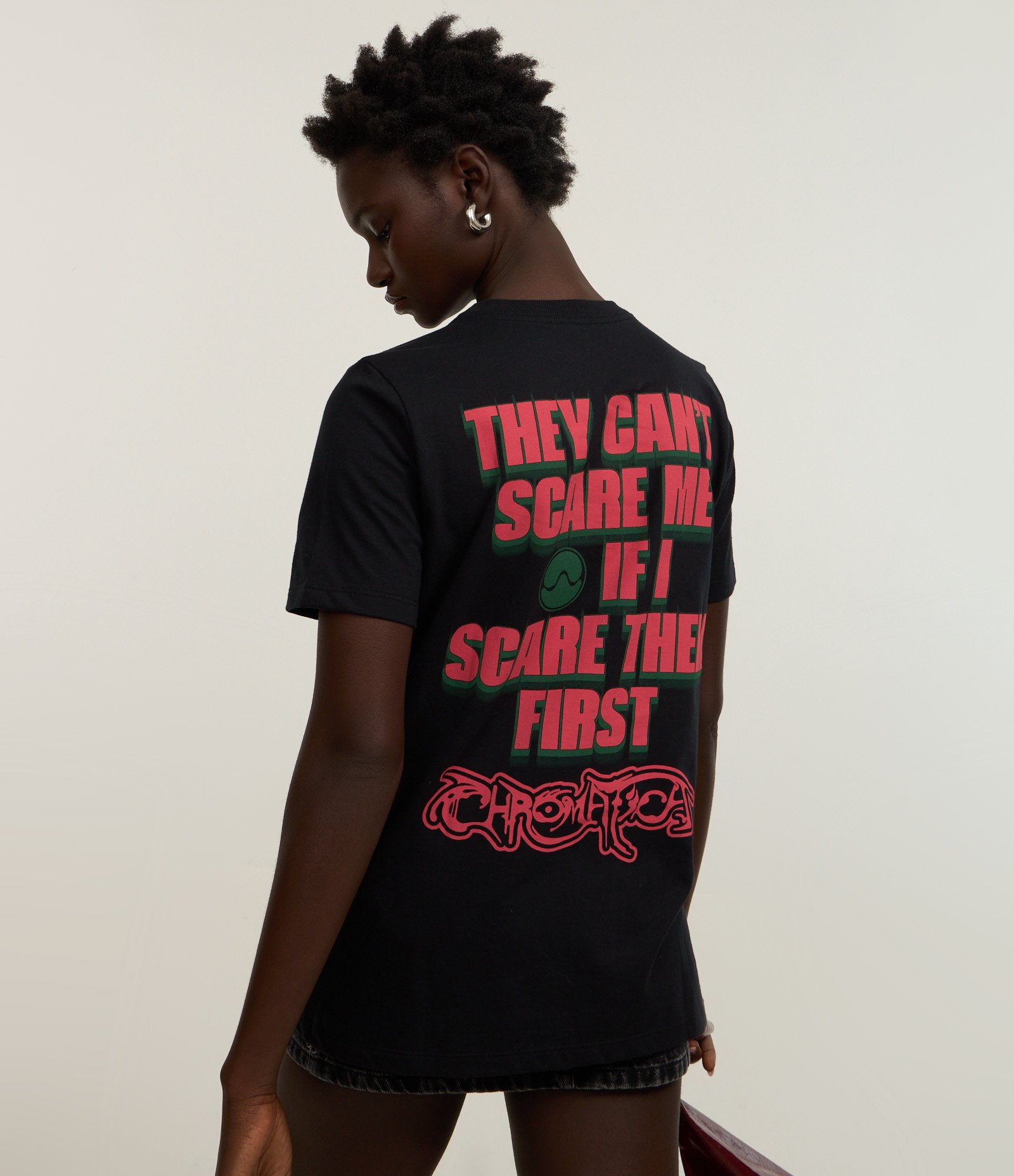 Camiseta T-shirt em Algodão com Estampa Lady Gaga Frente e Costas Preto 2