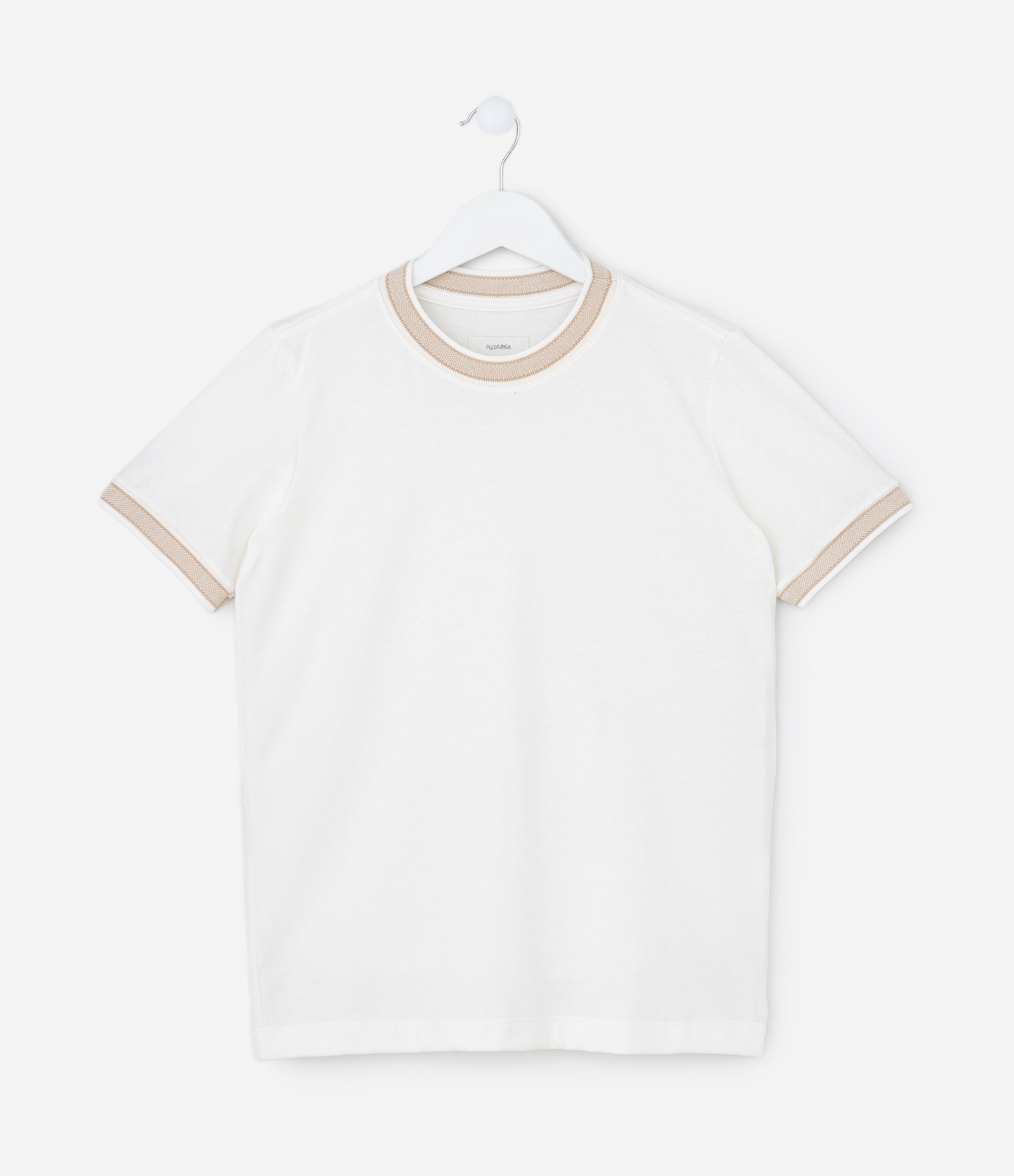 Camiseta Infantil Texturizada com Viés Contrastantes - 5 a 14 Anos Branco 1