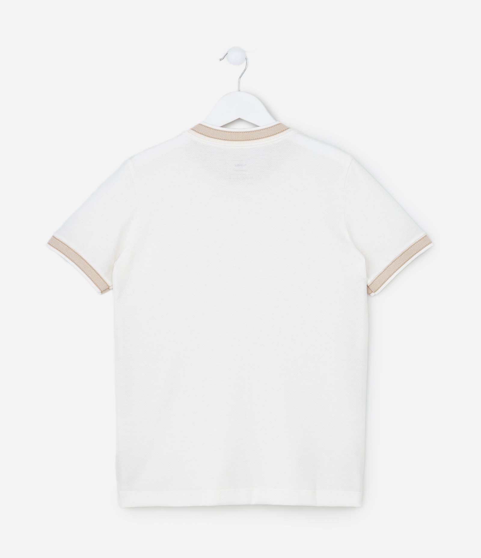 Camiseta Infantil Texturizada com Viés Contrastantes - 5 a 14 Anos Branco 2