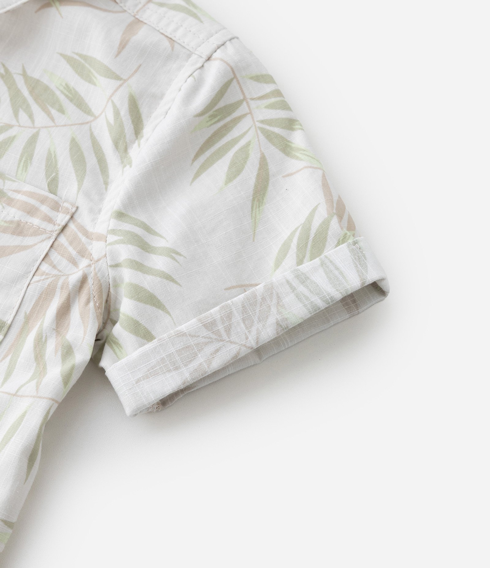 Conjunto Infantil em Algodão com Estampa de Folhagens - Tam 1 a 6 Anos Branco/Bege 12