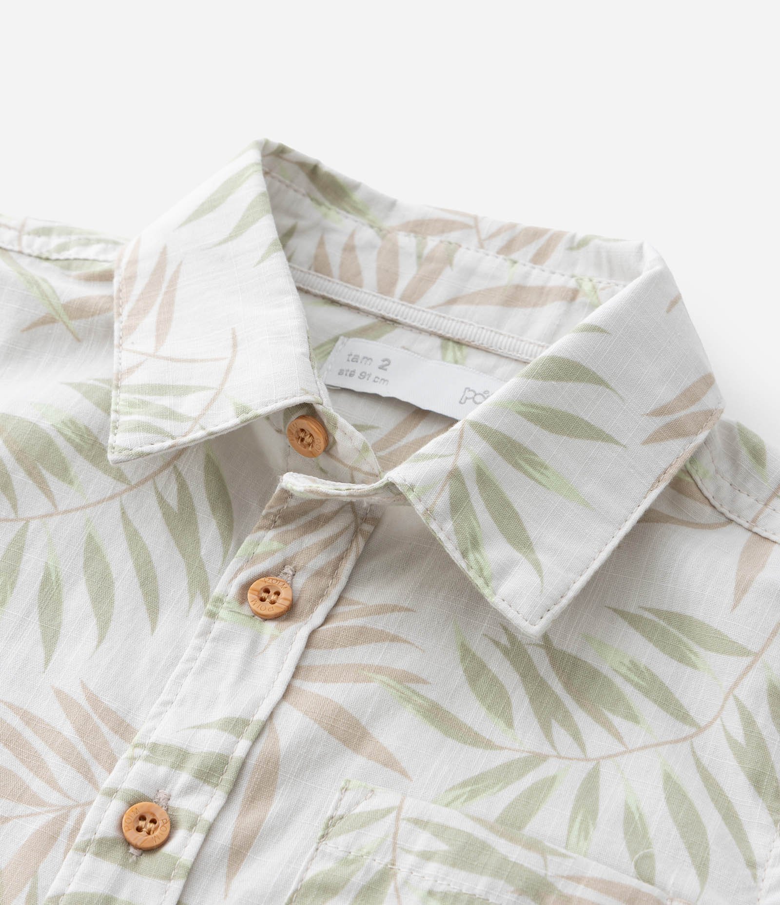 Conjunto Infantil em Algodão com Estampa de Folhagens - Tam 1 a 6 Anos Branco/Bege 13