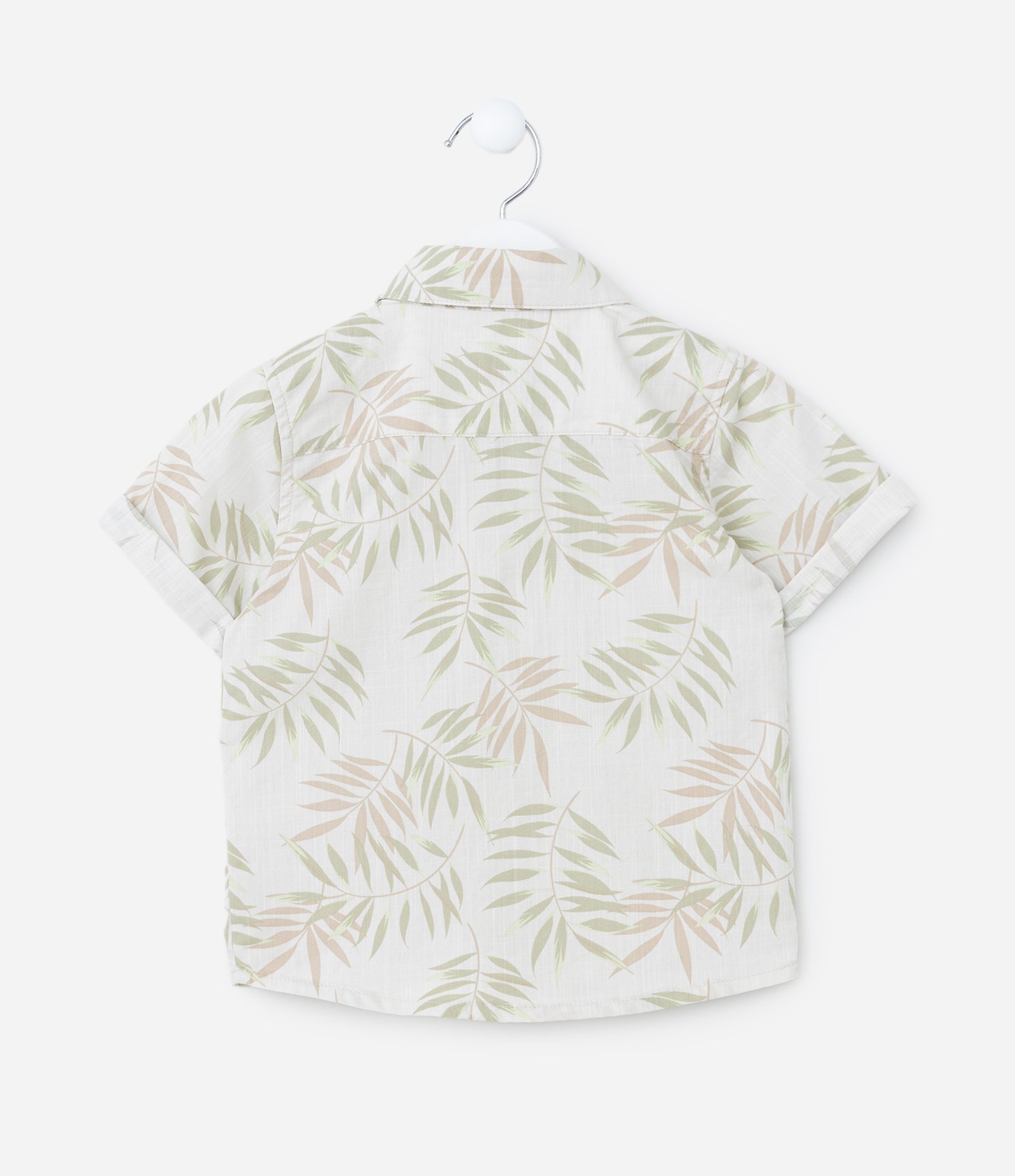Conjunto Infantil em Algodão com Estampa de Folhagens - Tam 1 a 6 Anos Branco/Bege 3
