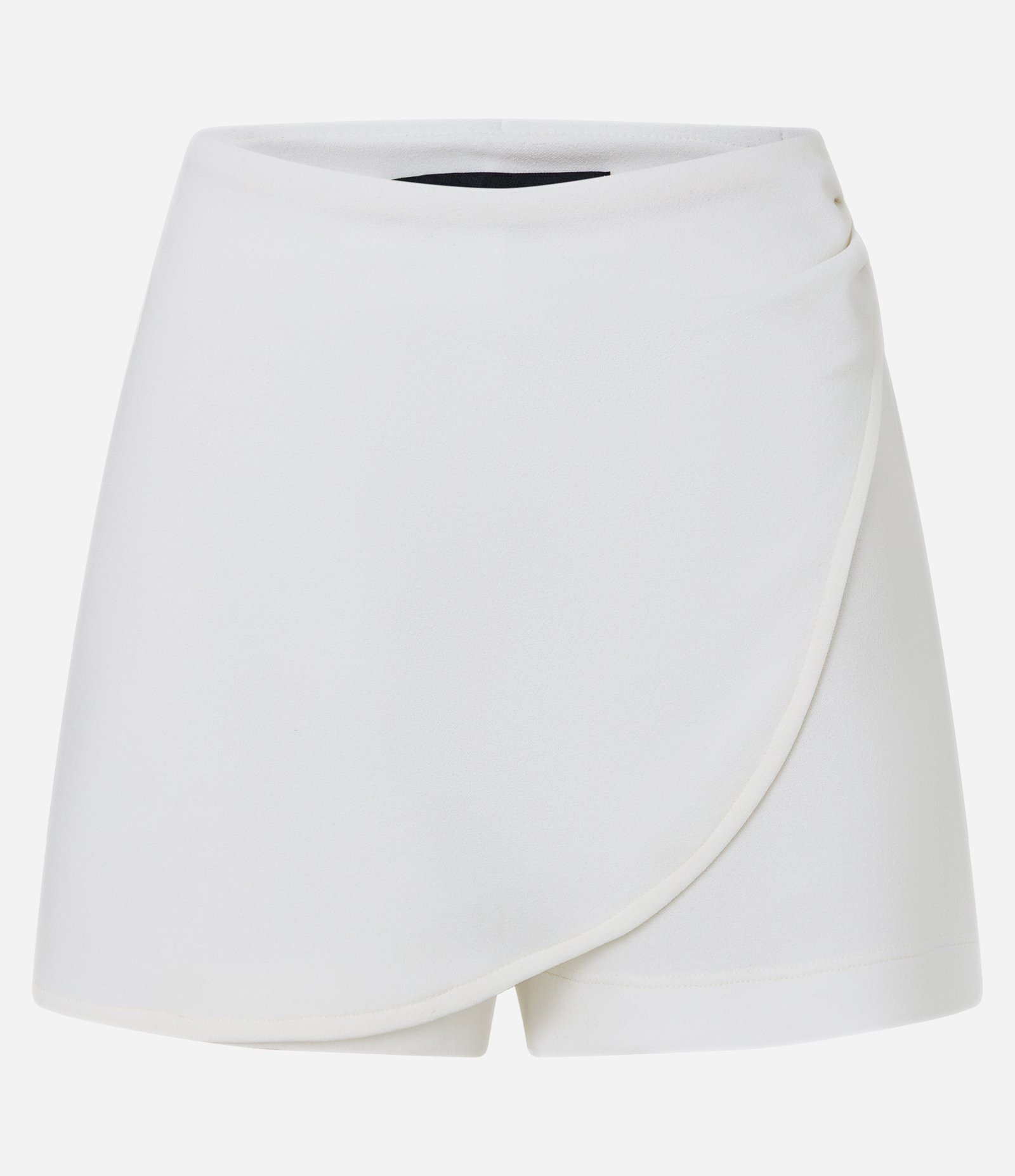 Short Saia Curto em Crepe com Sobreposição Branco 5