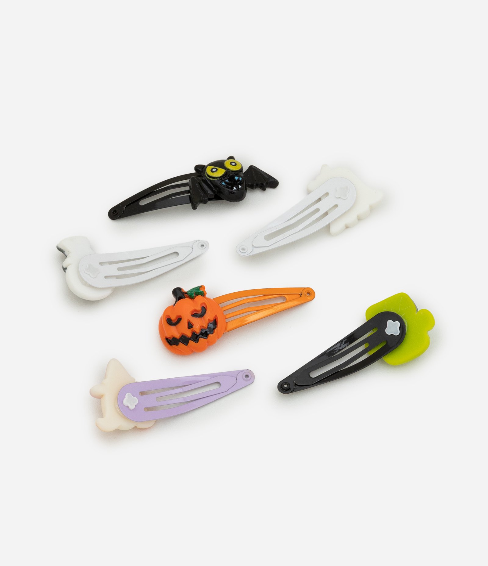 Kit 06 Presilhas de Cabelo Infantil Estampa Halloween - Tam Único Multicores 2