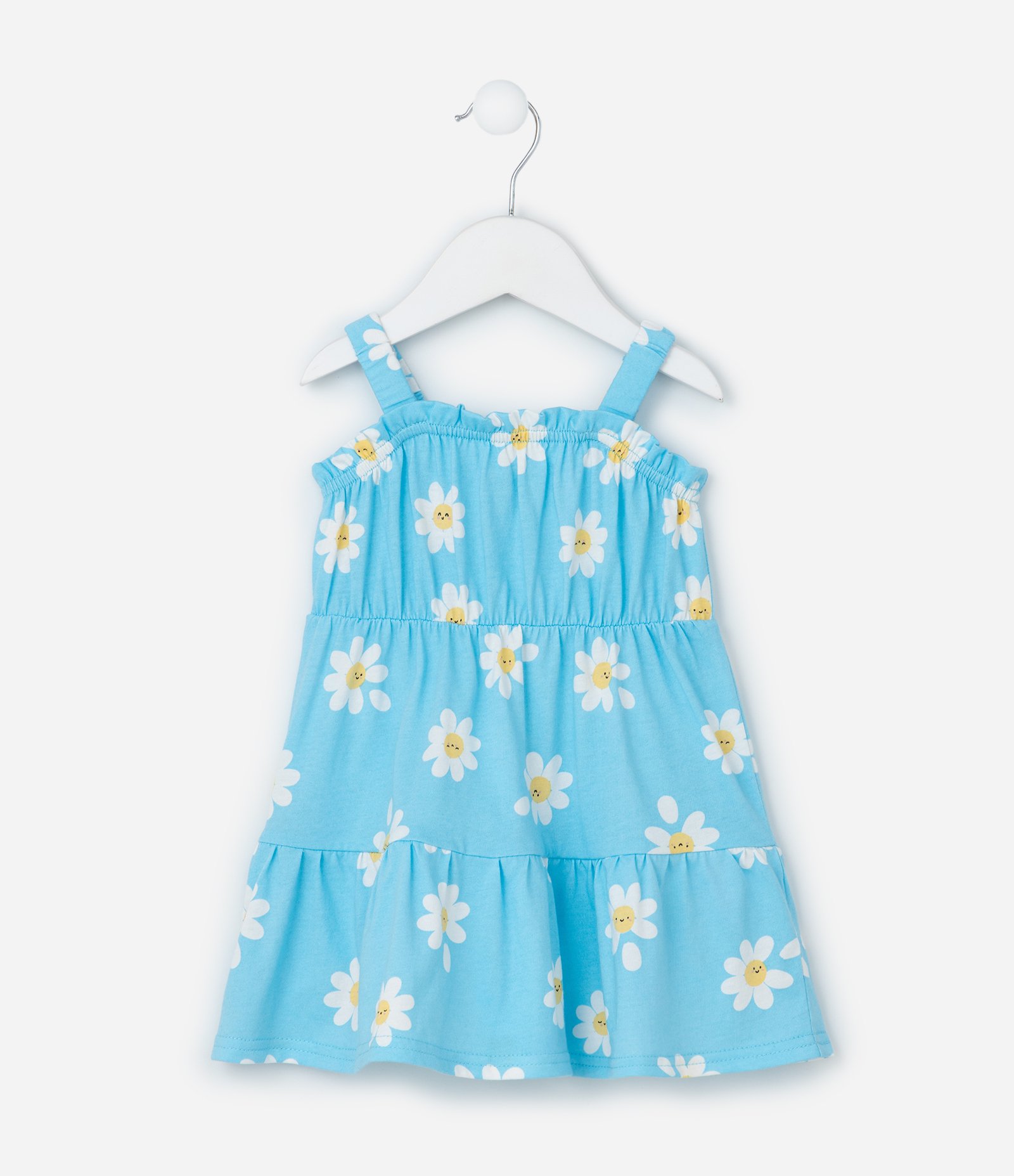Vestido Infantil com Estampa de Margaridas - Tam 0 a 18 meses Azul 2