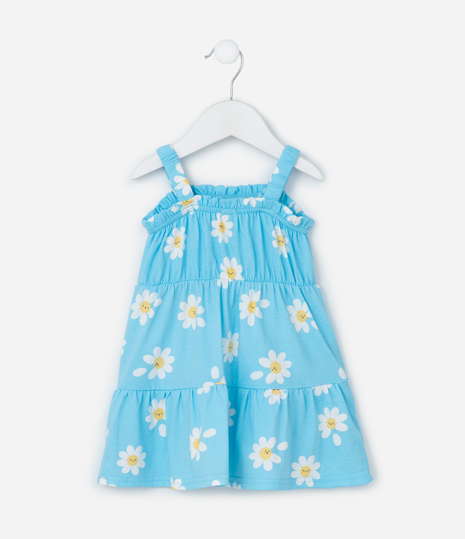Vestido Infantil com Estampa de Margaridas - Tam 0 a 18 meses Azul 3