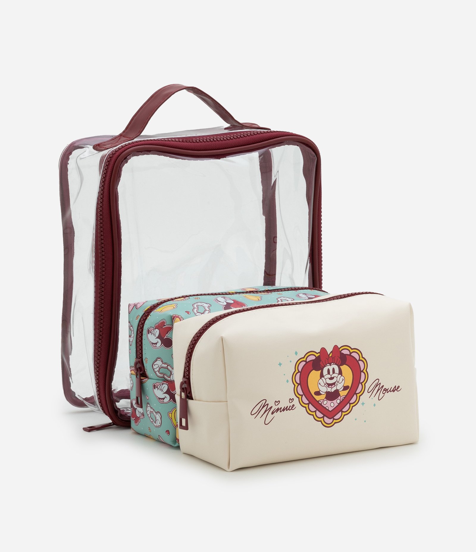 Kit 03 Necessaires em PVC com Estampas Minnie Mouse Multicores 5