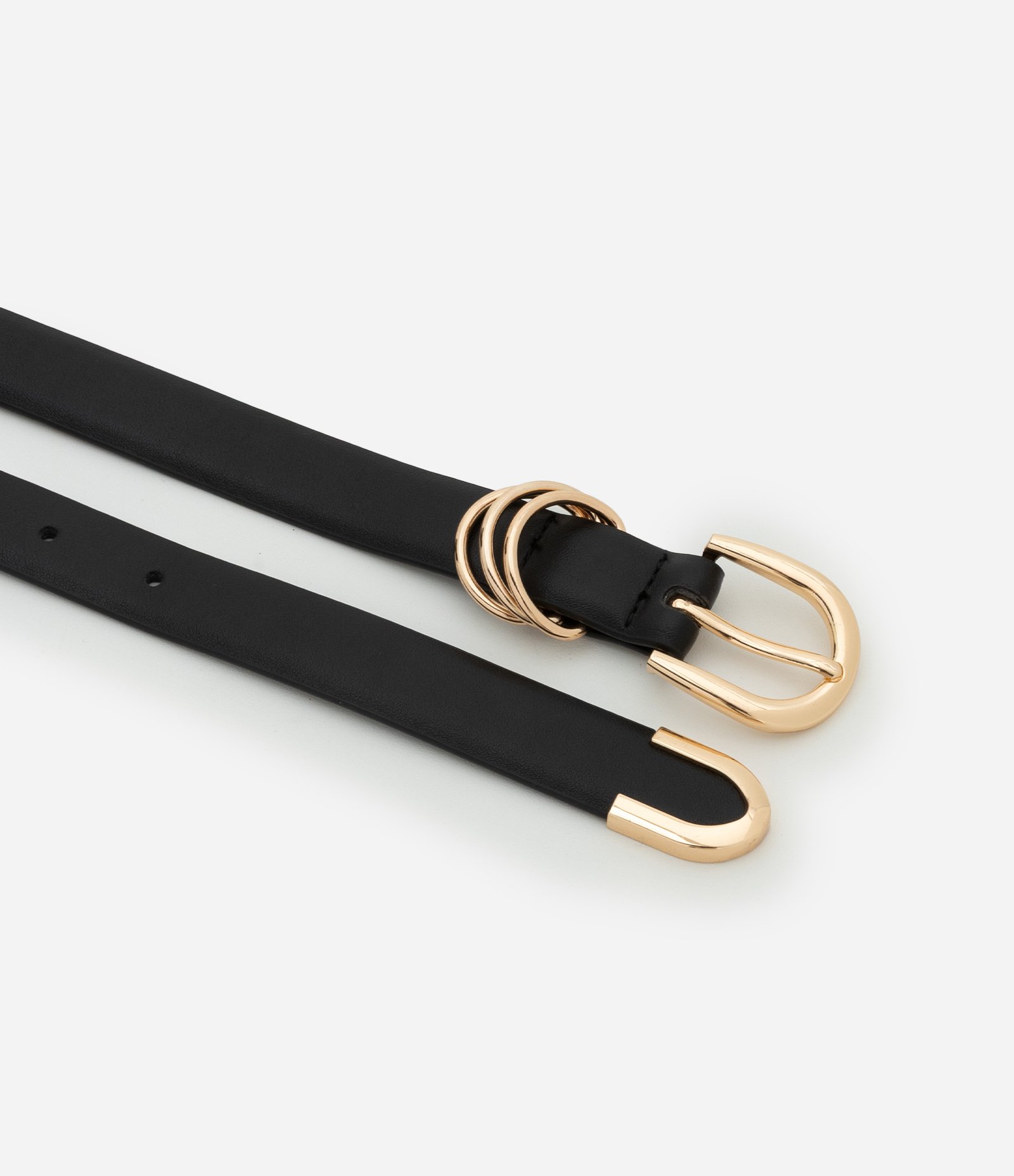 Cinto Estreito com Fivela Arredondada e Passantes Meia Lua Curve & Plus Size Preto 2