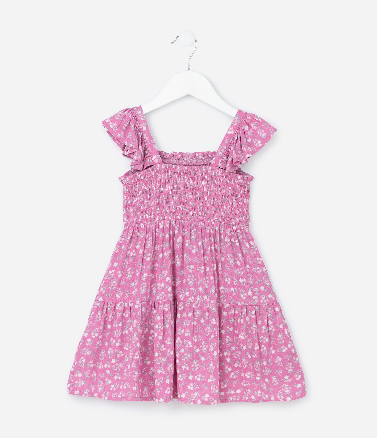 Vestido Infantil em Viscose com Estampa de Florzinha e Babadinhos - Tam 1 a 6 Anos Rosa 3
